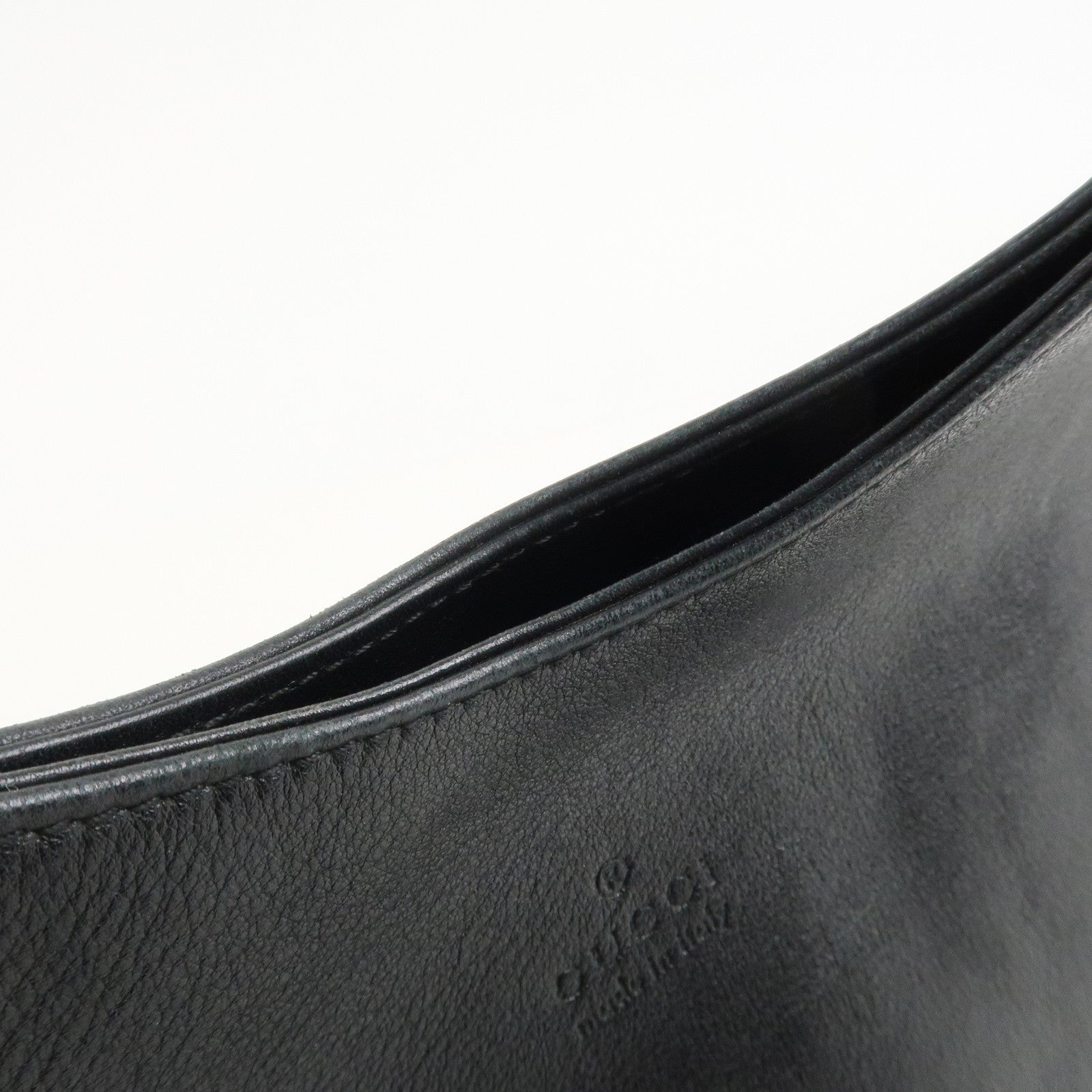 GUCCI Bamboo Leather Shoulder Bag Hand Bag Black 001・3244
