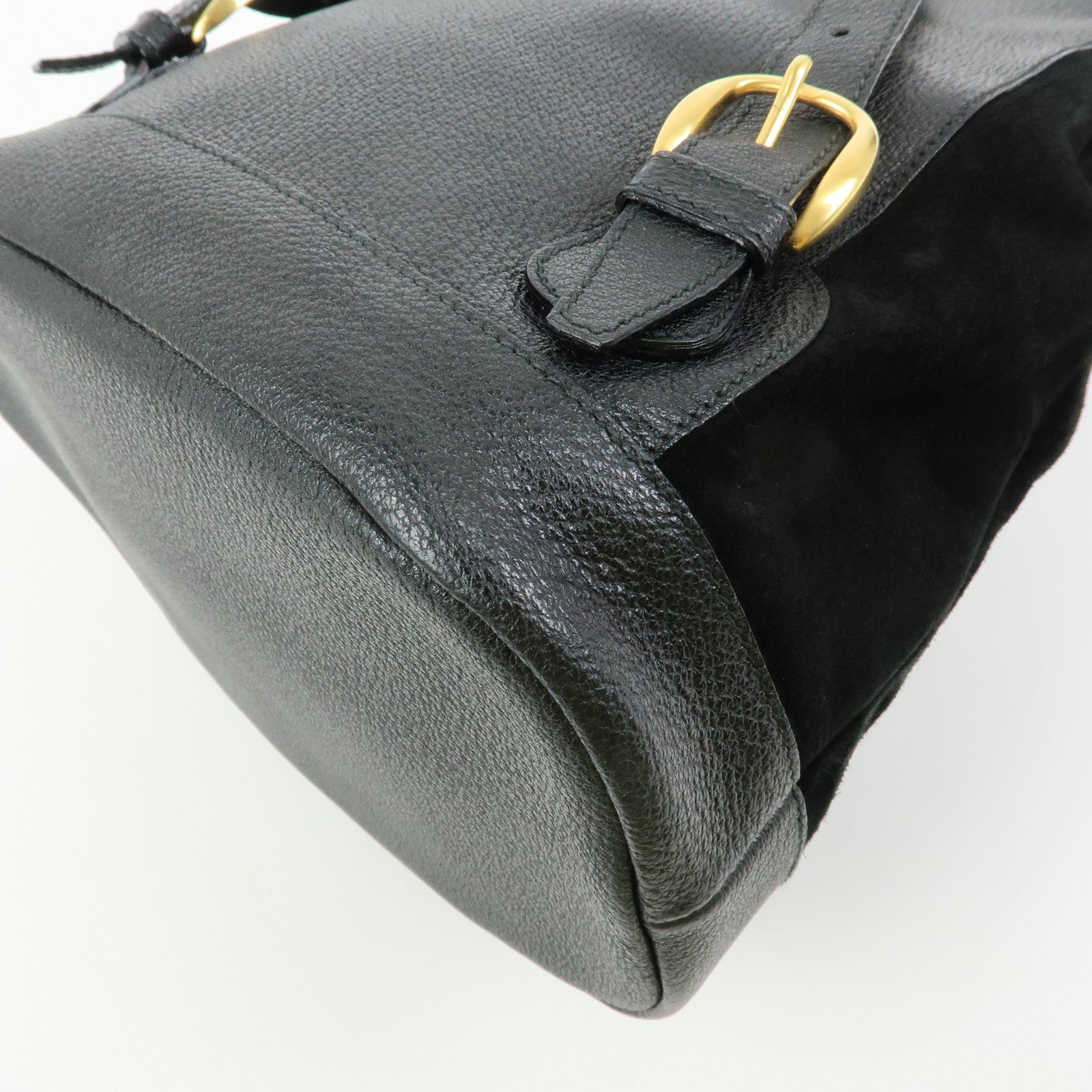 GUCCI Bamboo Suede Leather Backpack Rucksuck Black 003・2855・0043・0