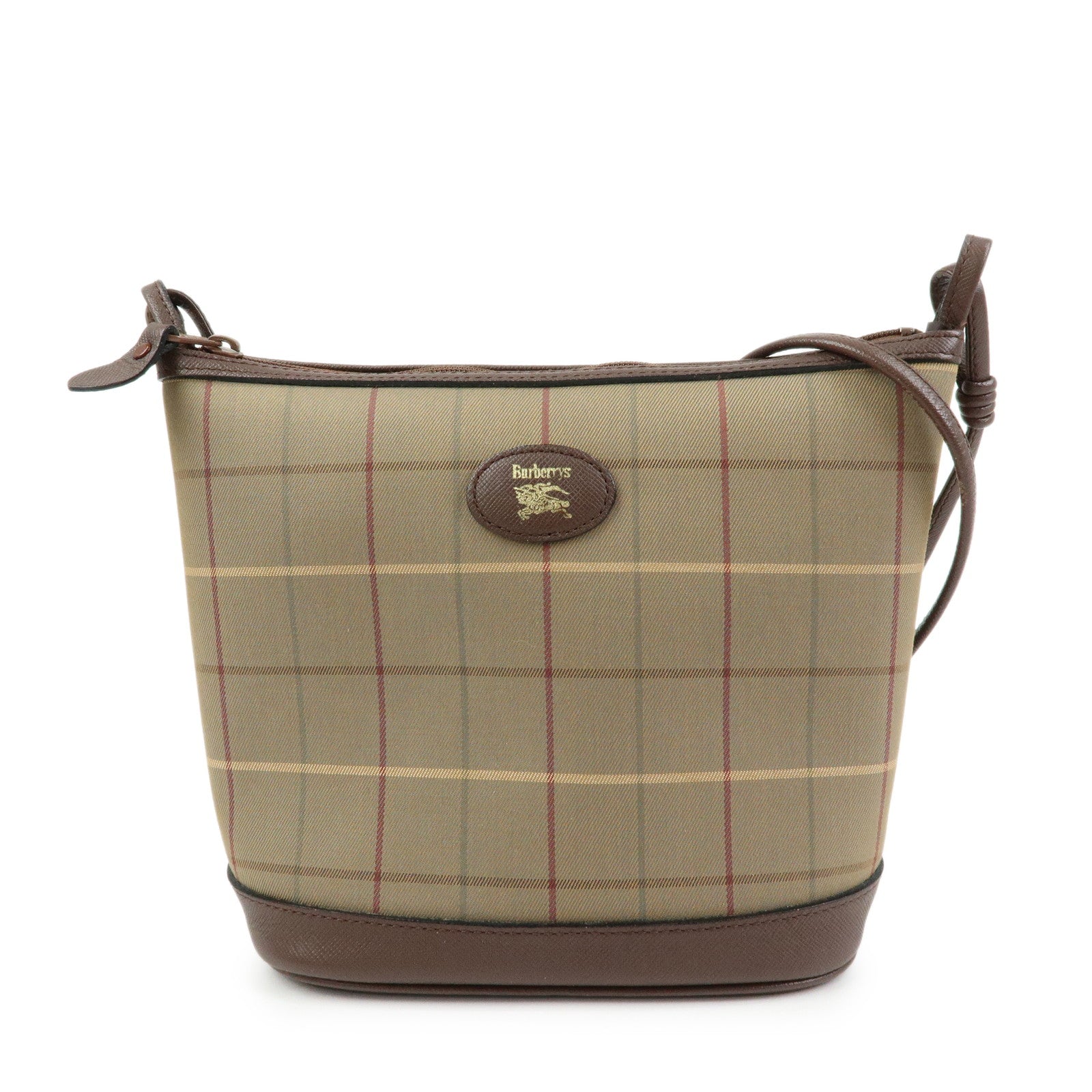 BURBERRY Canvas Leather Shoulder Bag Crossbody Bag Beige Brown