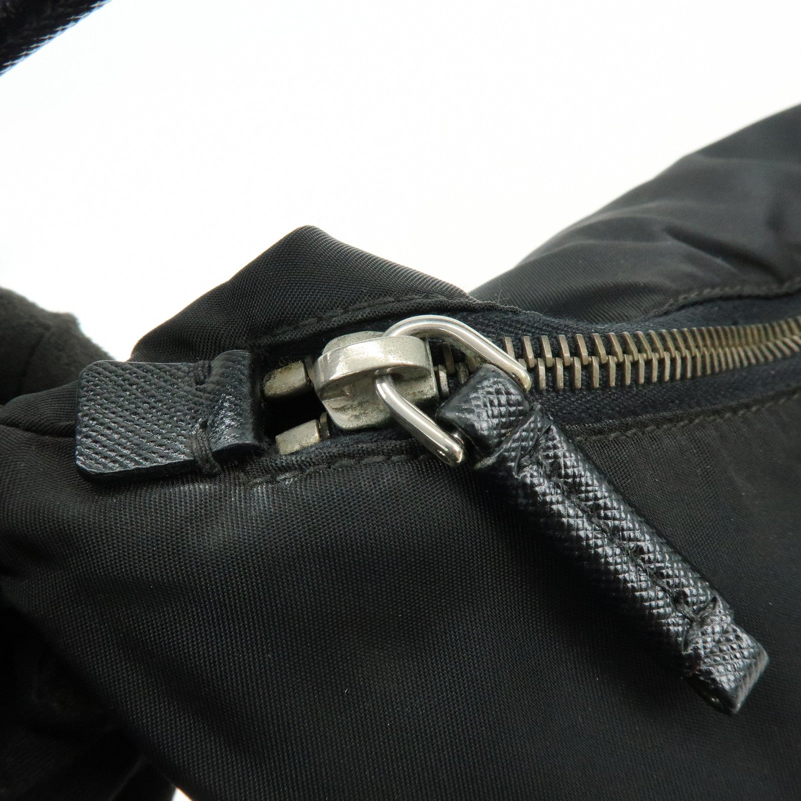 PRADA Triangle Logo Nylon Saffiano Leather Shoulder Bag BR3332