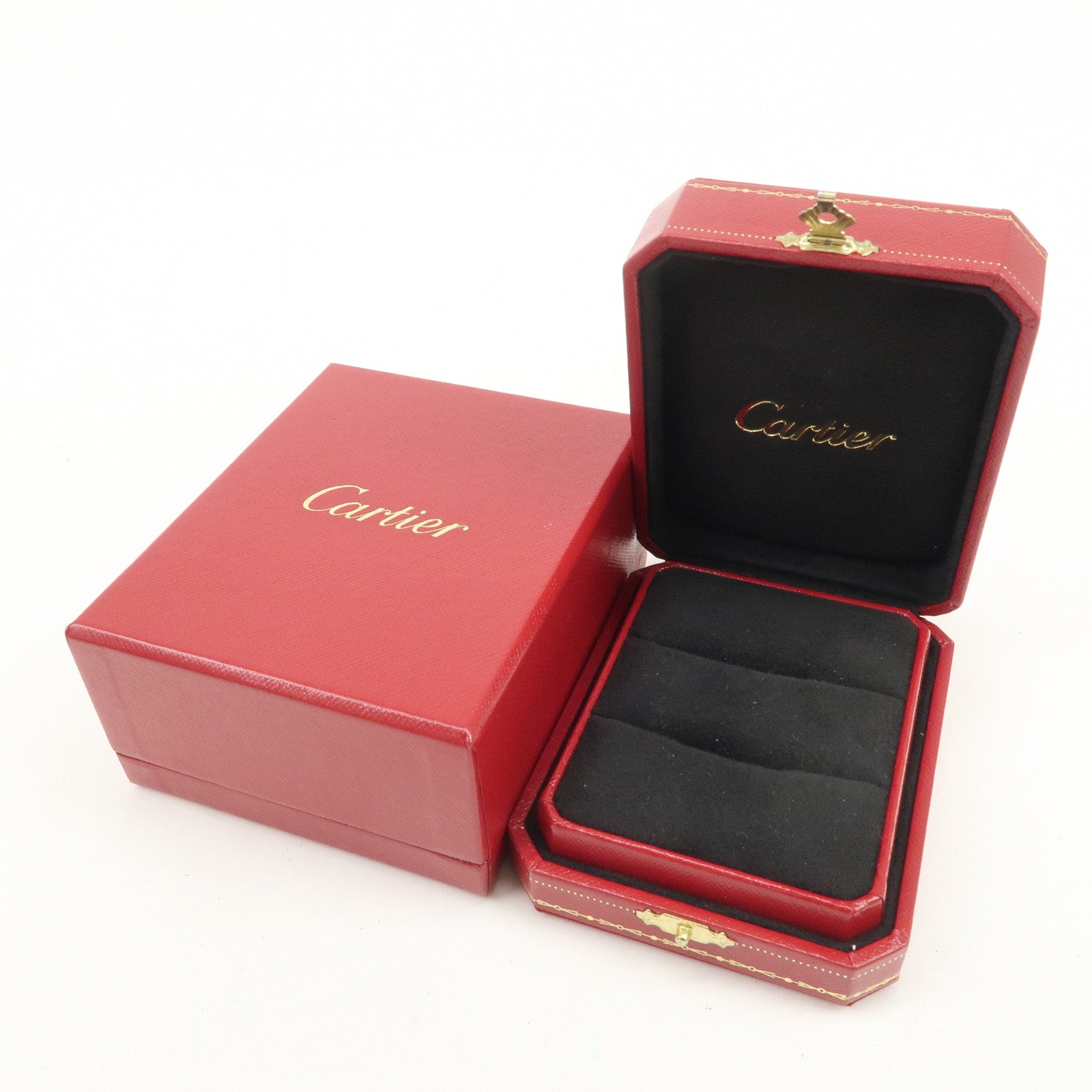 Cartier Set of 2 Pair Jewelry Box Ring Box Display Box Red