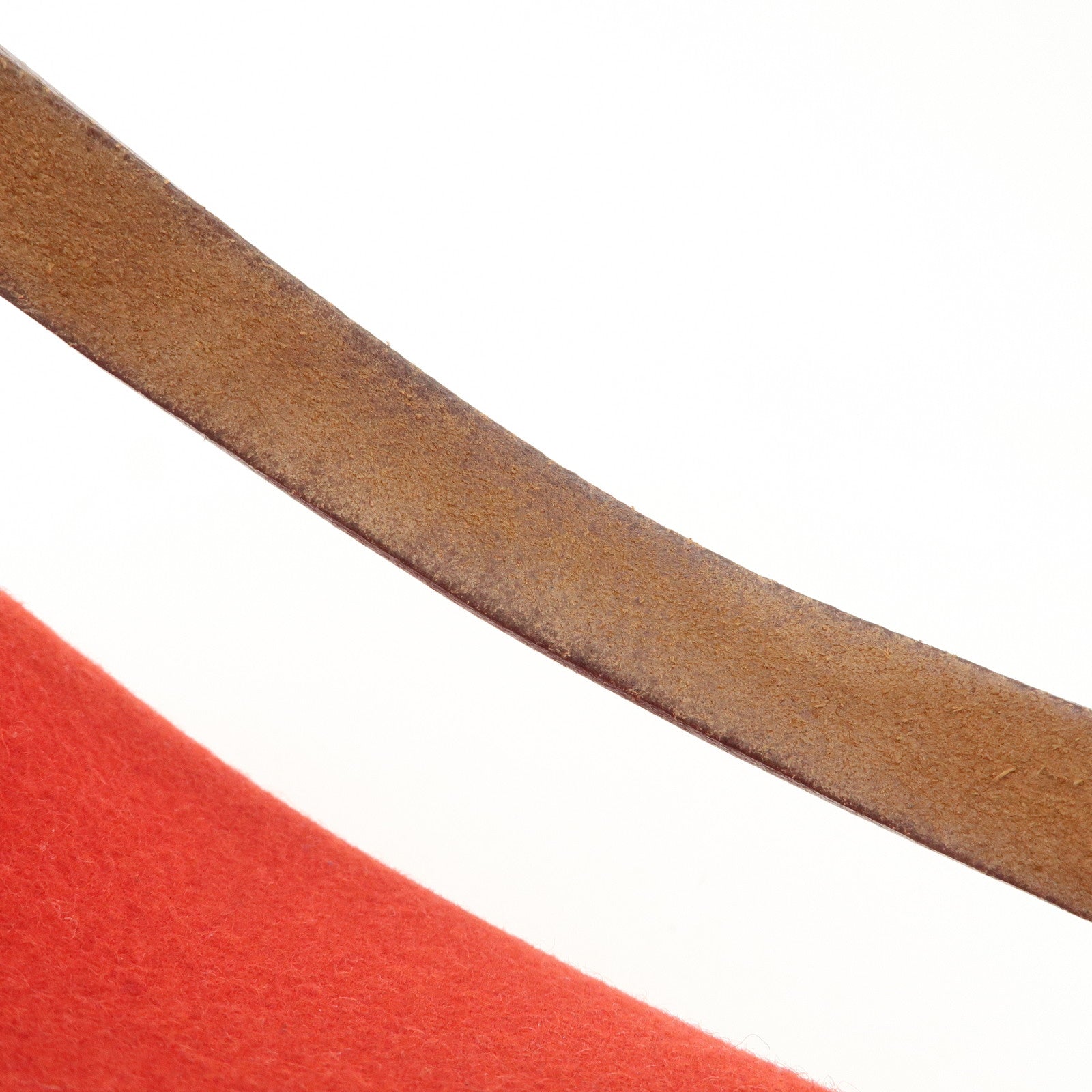 HERMES Leather Felt Cabalicol P Stamped Shoulder Bag Beige Red Used