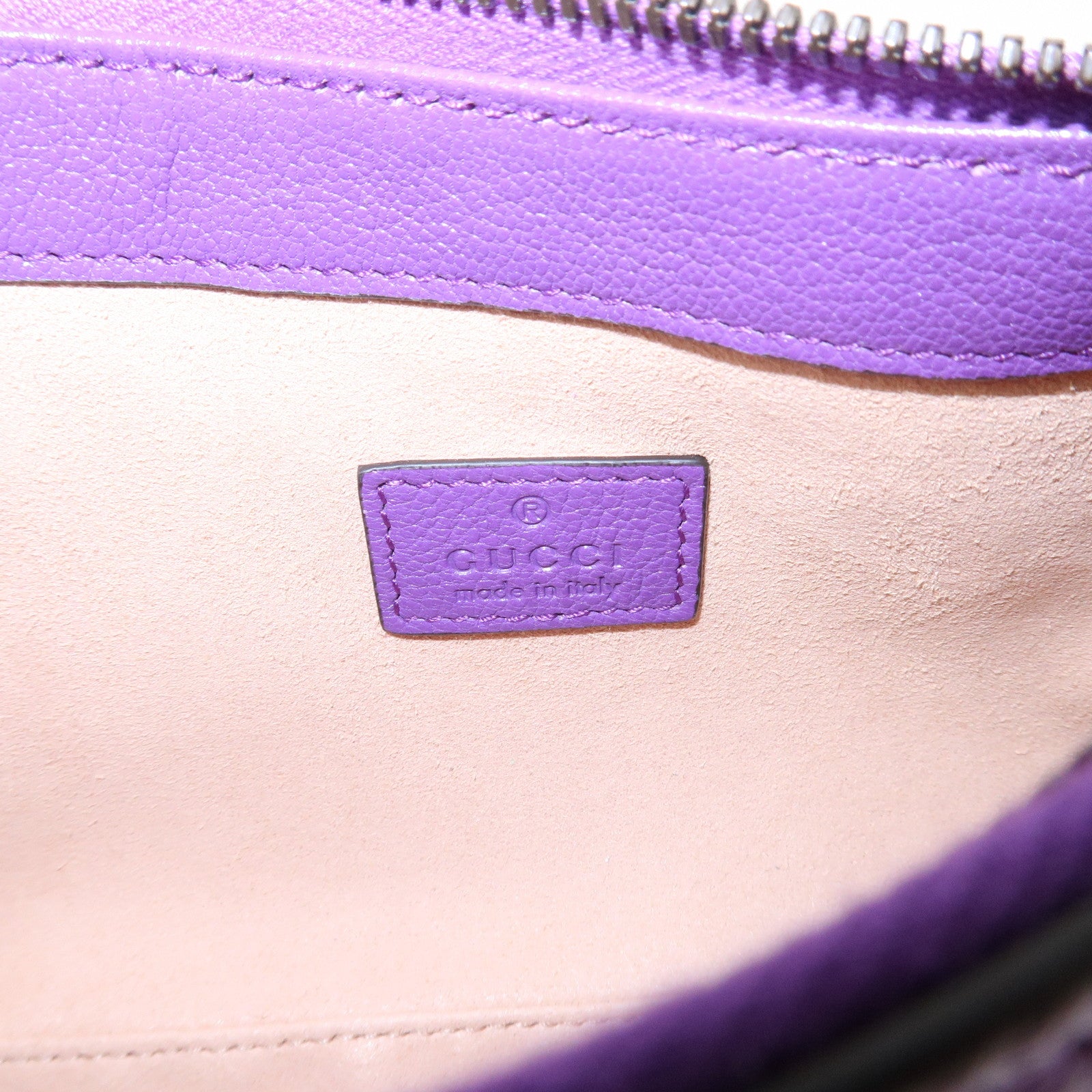 GUCCI GG Marmont Aphrodite Leather Small Hand Bag Purple 739076
