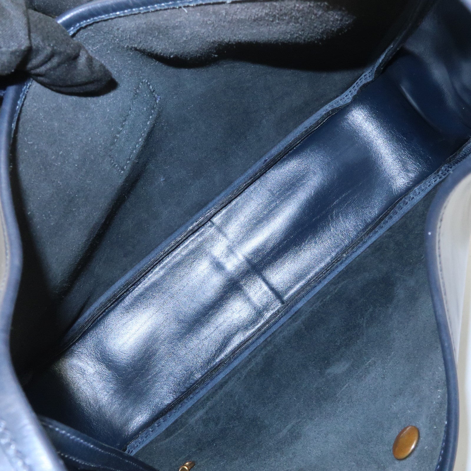 HERMES Saco Leather M Stamped Shoulder Bag Crossbody Bag Navy Used