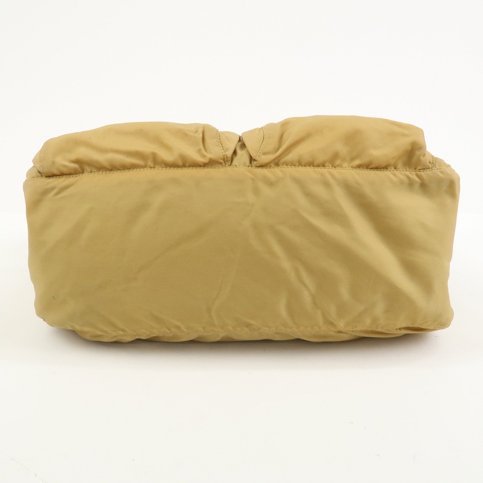 PRADA Triangle Logo Nylon Leather Shoulder Bag Crossbody Bag Beige