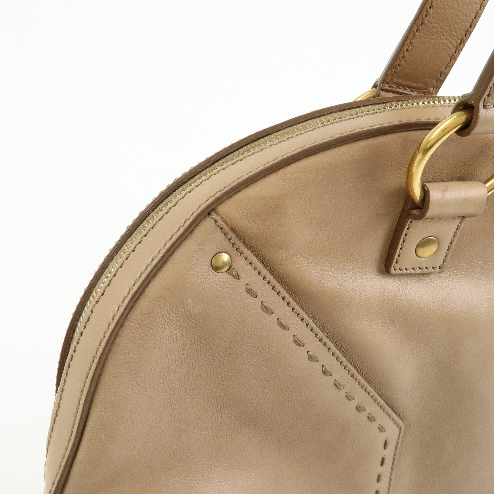 SAINT LAURENT PARIS Muse Leather Hand Bag Tote Bag Beige