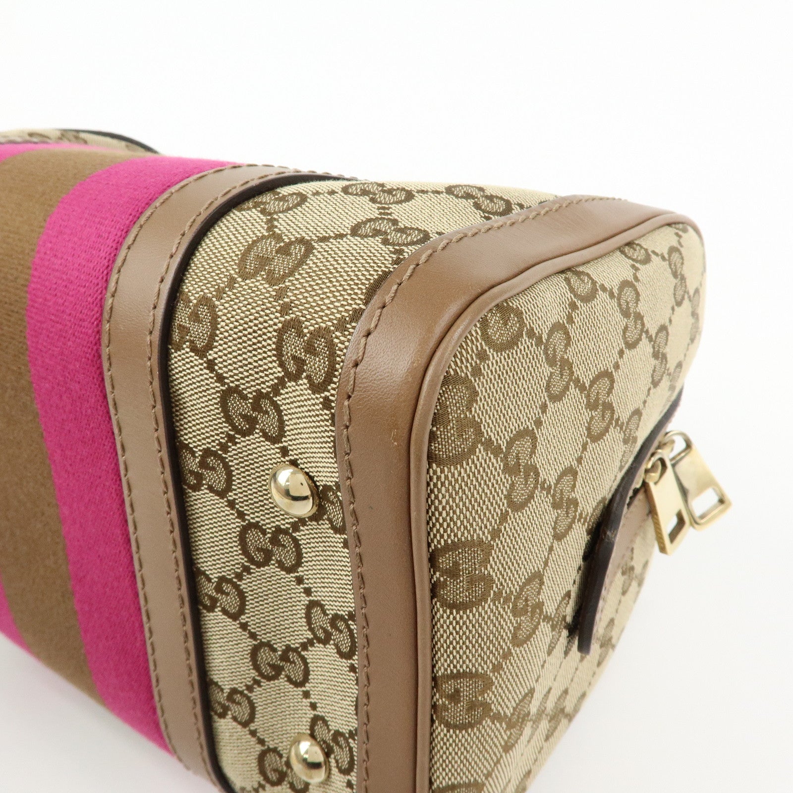 GUCCI Sherry GG Canvas Leather 2WAY Bag Boston Bag Beige 269876