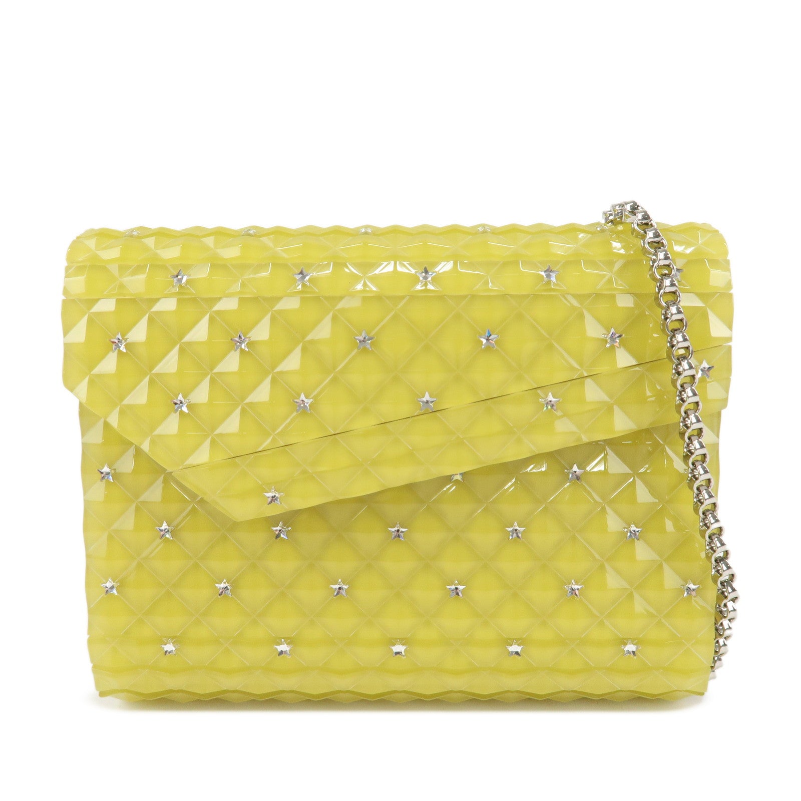 JIMMY CHOO Plastic Candy Clutch Bag Shoulder Bag Star Yellow Used
