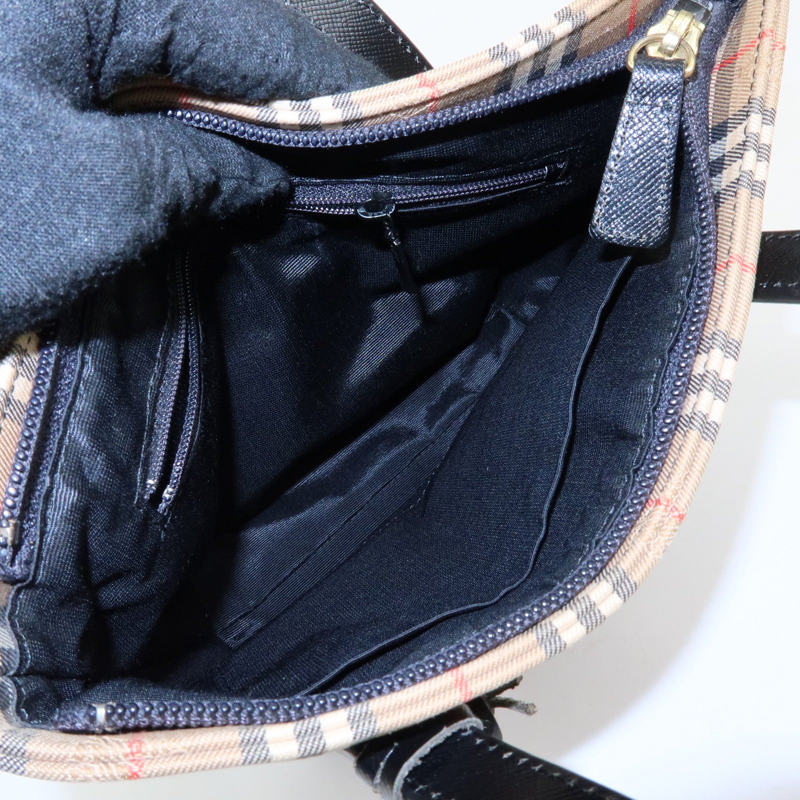 BURBERRY Nova Plaid Canvas Leather Hand Bag Tote Bag Beige Black