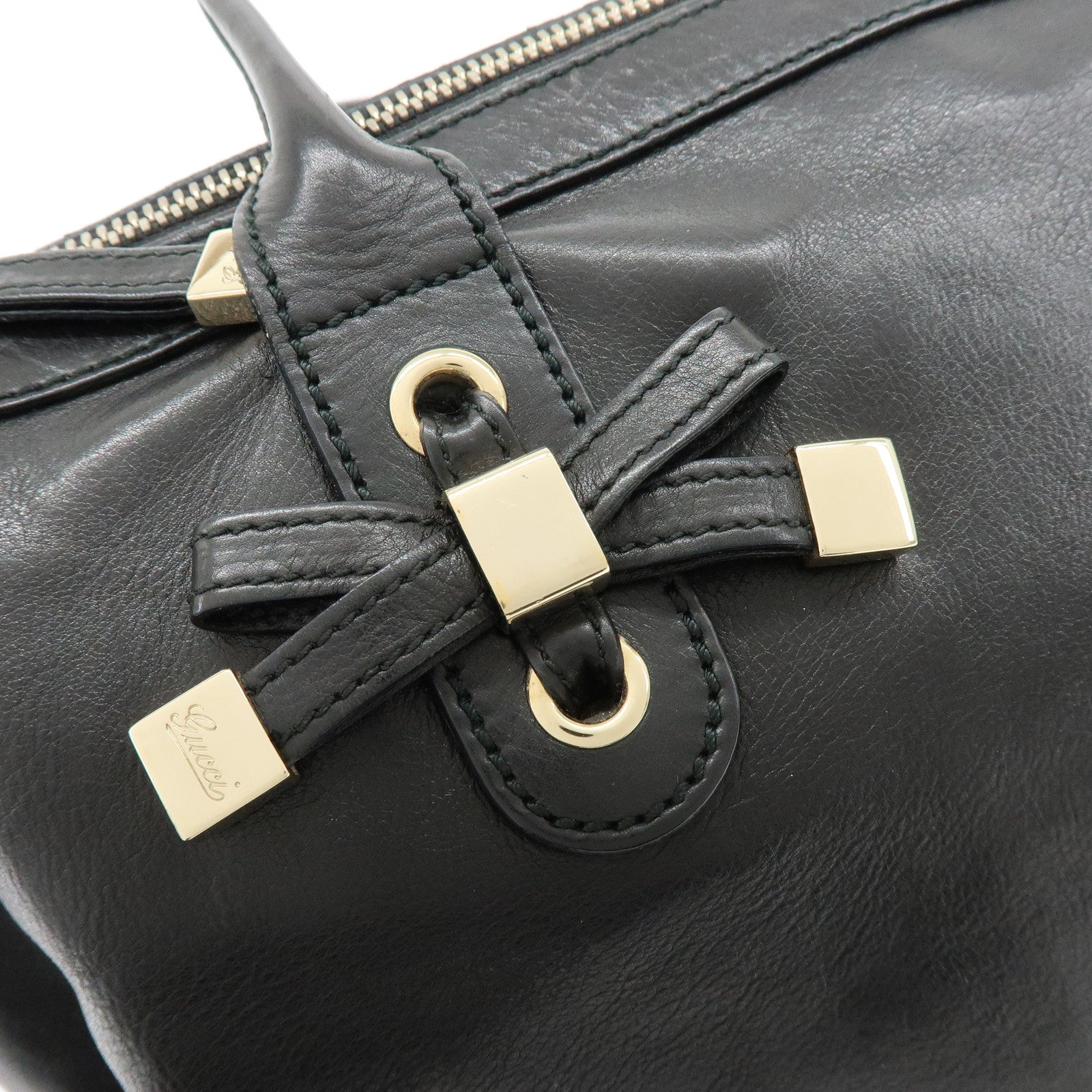 GUCCI Princy Leather Tote Bag Shoulder Bag Hand Bag Black 177052