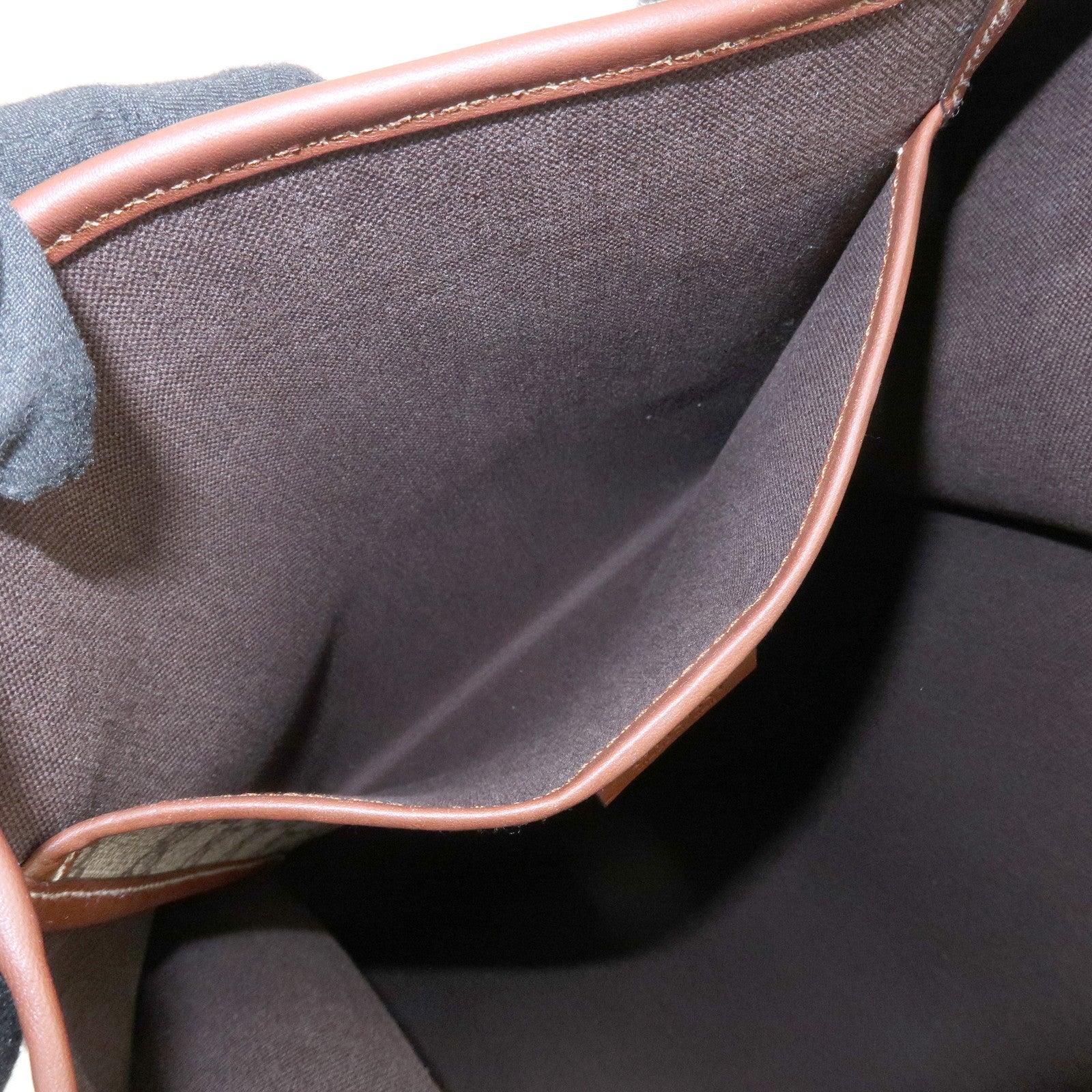 GUCCI Sherry GG Supreme Leather Tote Bag Beige Brown 211135 Used