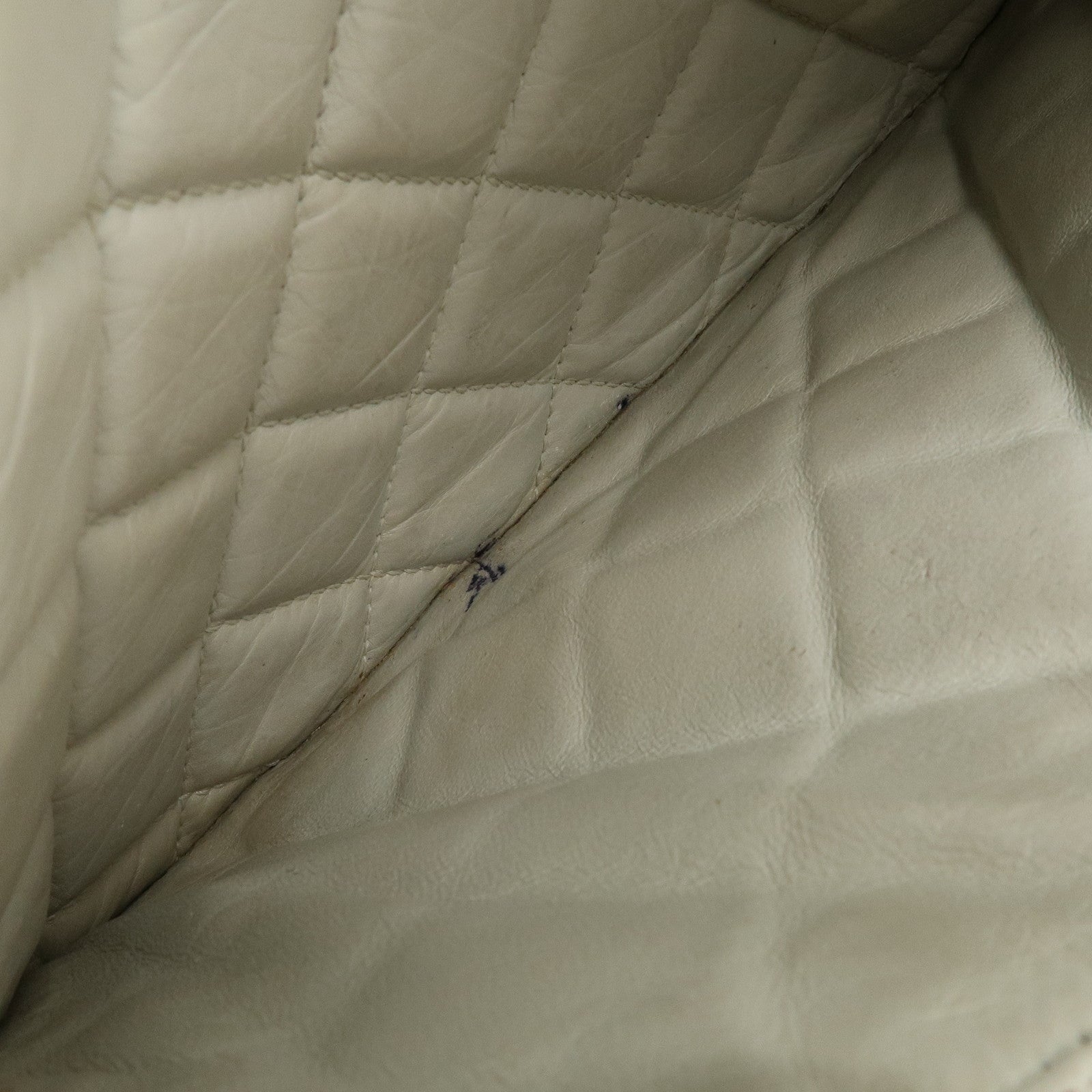 CHANEL Cambon Line Cotton Club Lamb Skin Shoulder Bag Hand Bag White A34318 Used