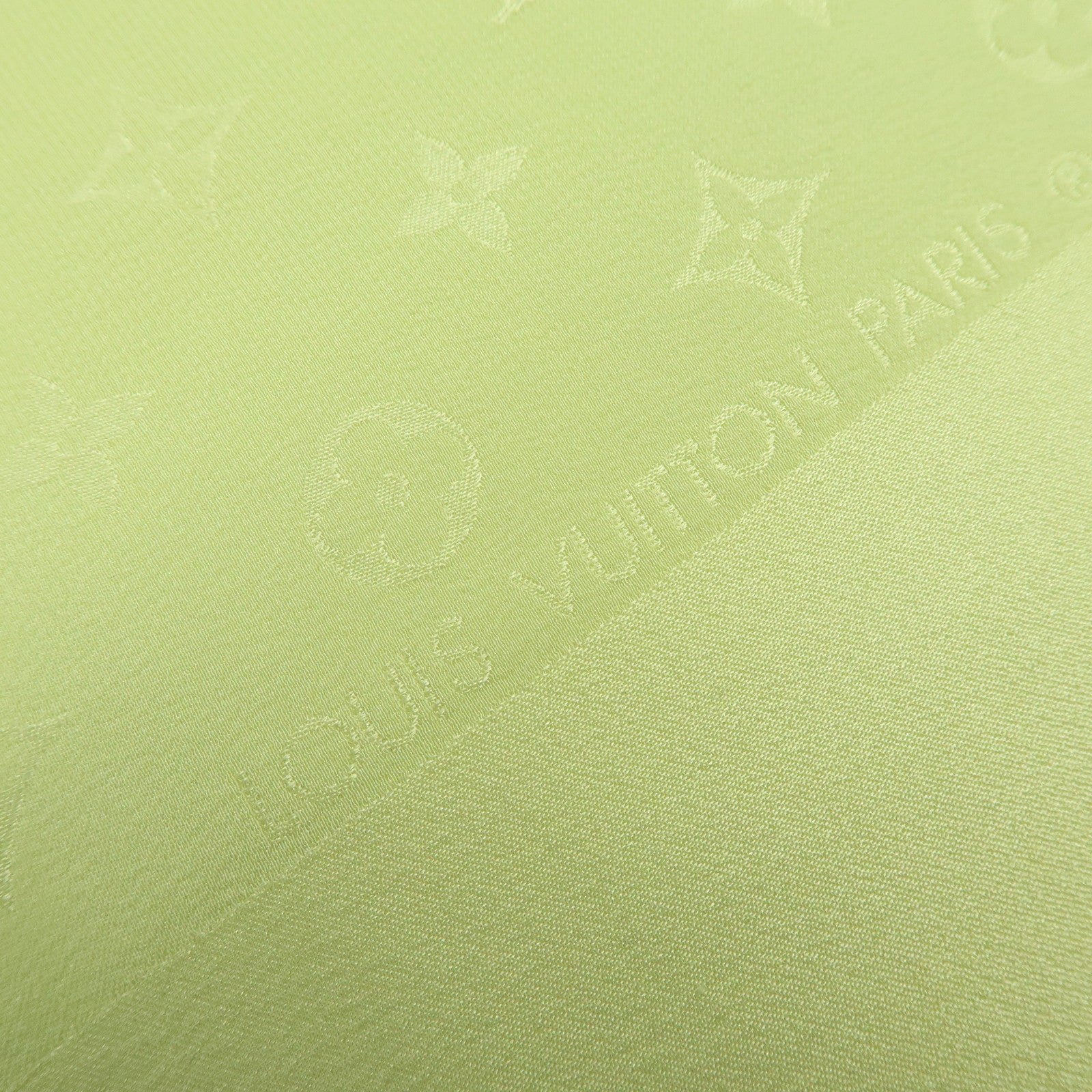 Louis Vuitton Monogram Shine Silk 100% Scarf Shawl Light Green