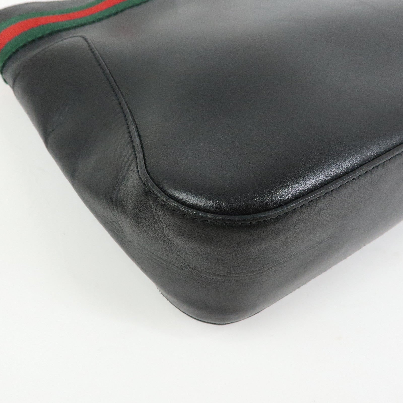GUCCI Sherry Leather Tote Bag Shoulder Bag Hand Bag Black 73983