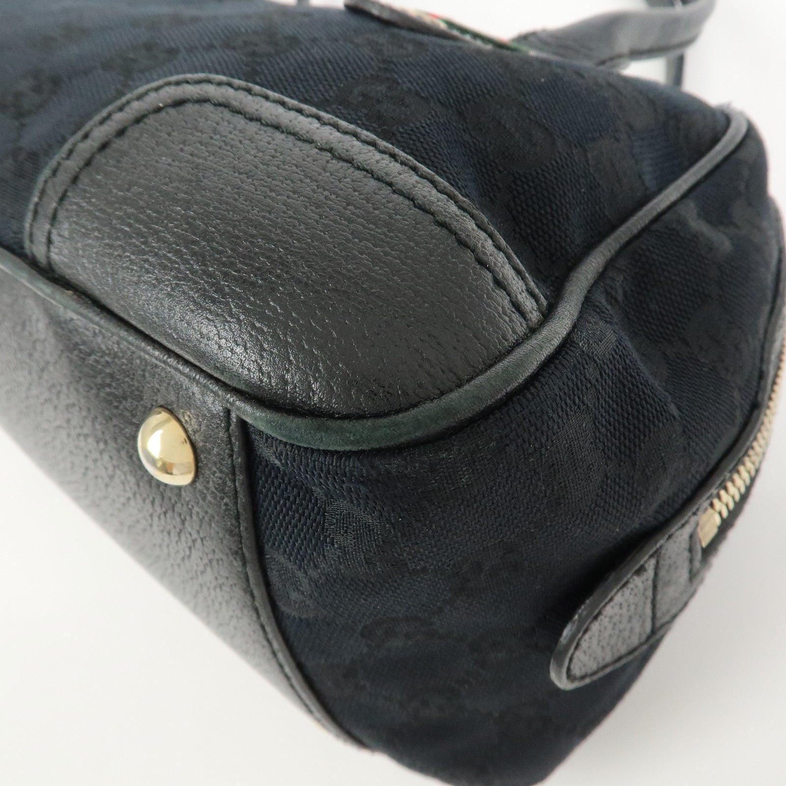 GUCCI Princy Sherry GG Canvas Leather Boston Bag Black 161720