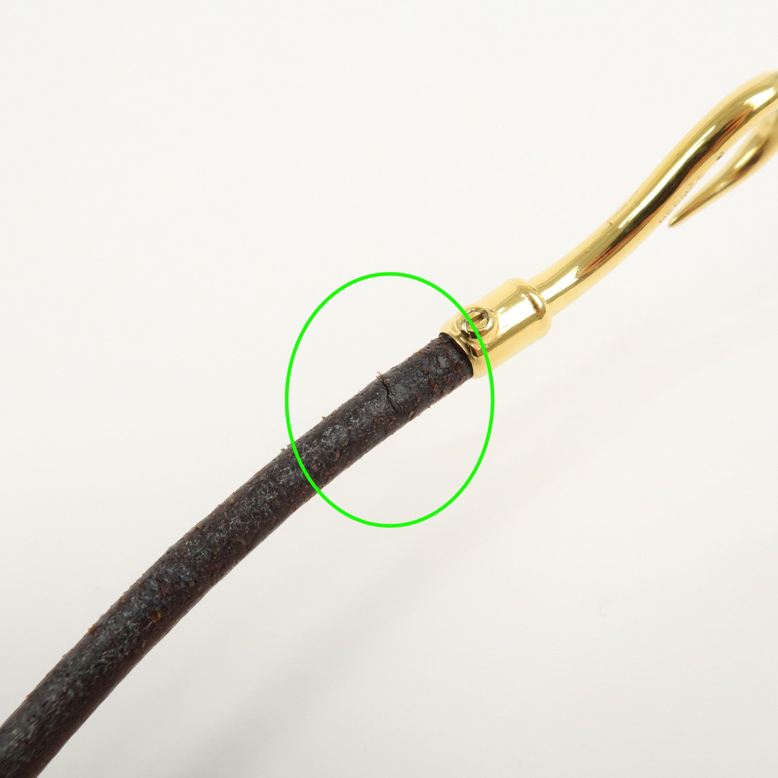 HERMES Jumbo Choker Leather Bracelet Gold Brown