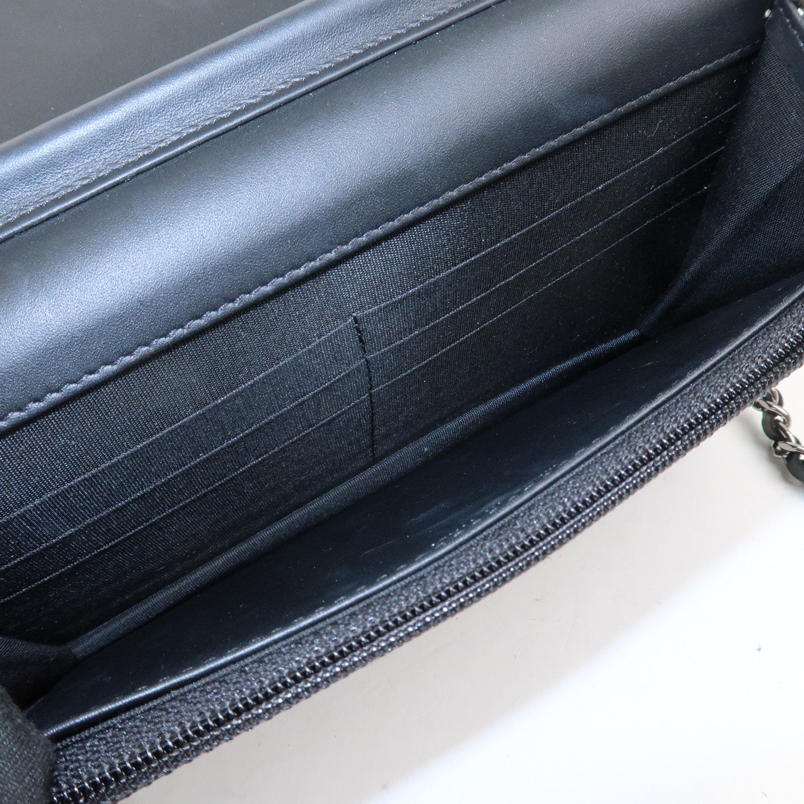 CHANEL COCO Mark Patent Leather Chain Wallet Shoulder Bag Black