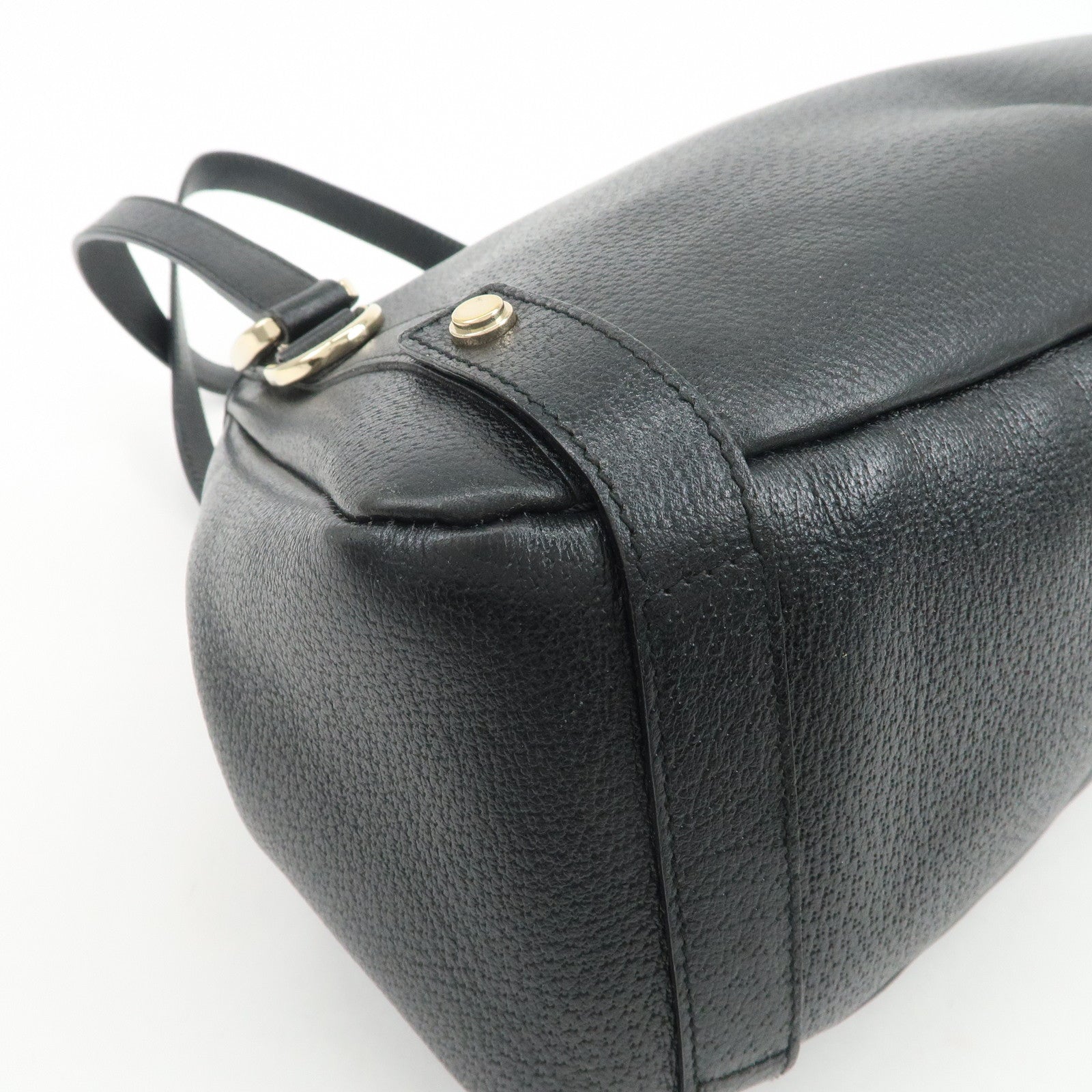 GUCCI Abbey Leather Tote Bag Hand Bag Black 130736