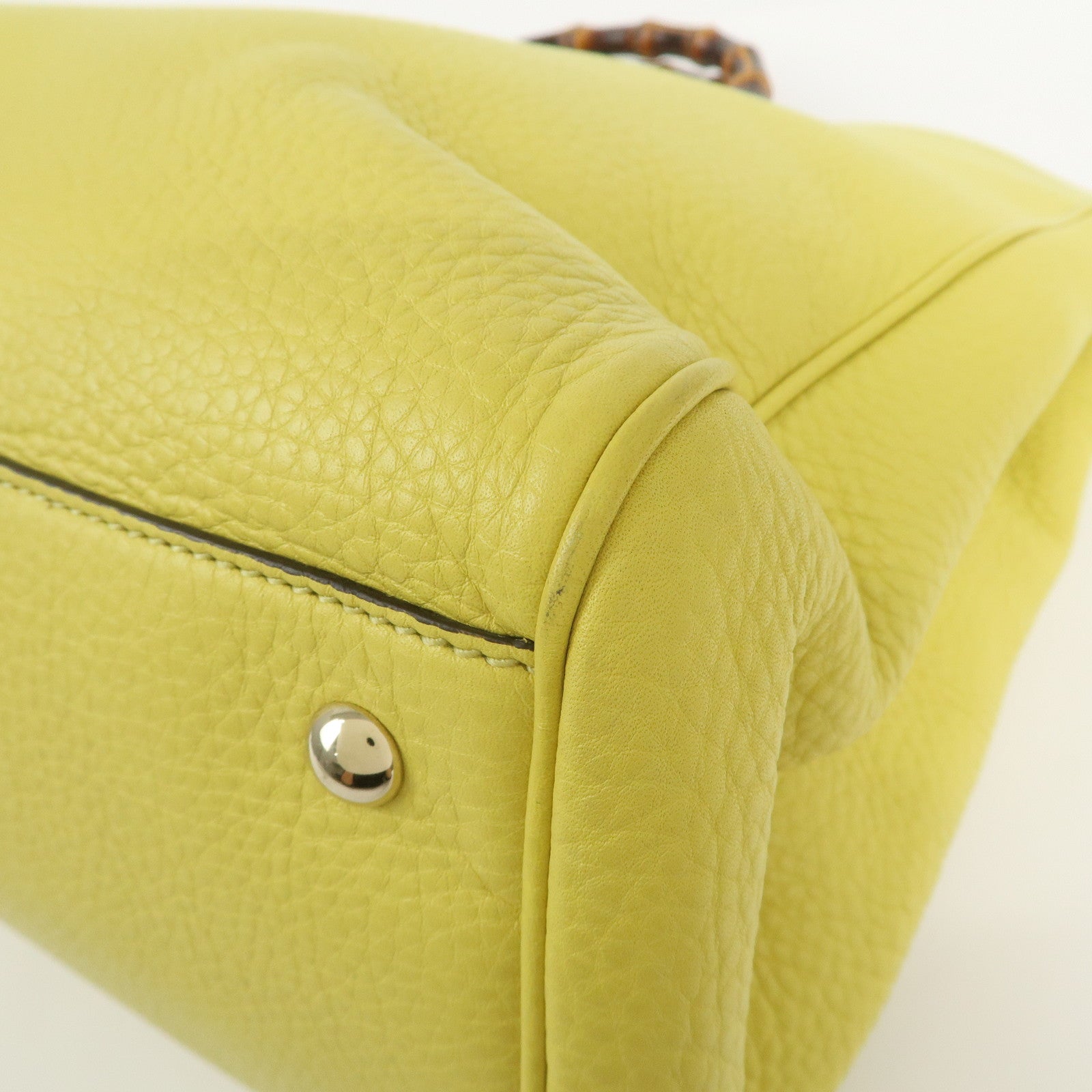 GUCCI Bamboo Shopper Large Tote Bag 2WAY Hand Bag Yellow 323658