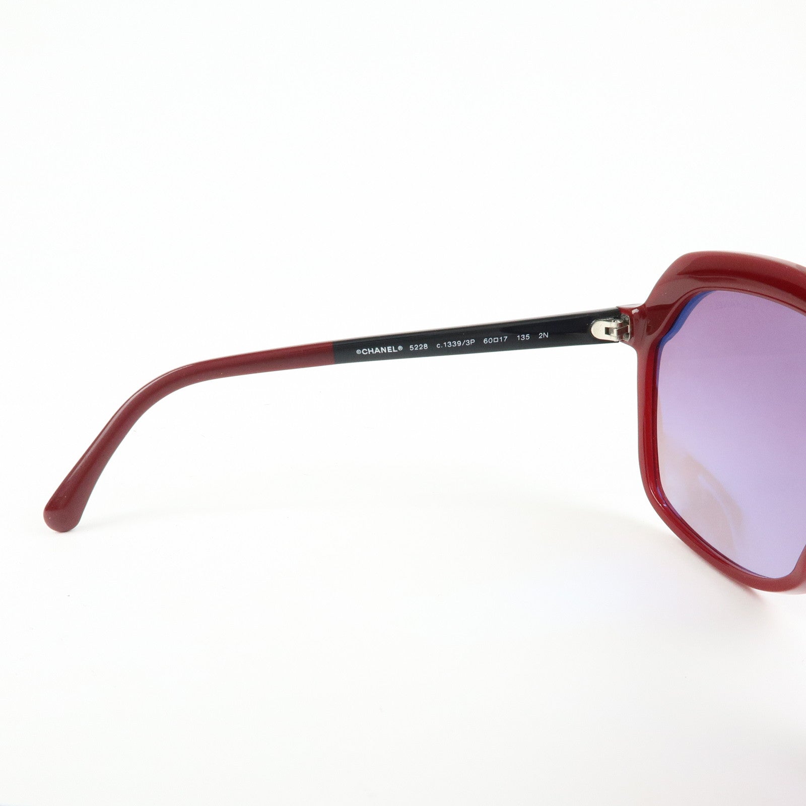 CHANEL COCO Mark Plastic Sunglasses Bordeaux Black 5228 60□17
