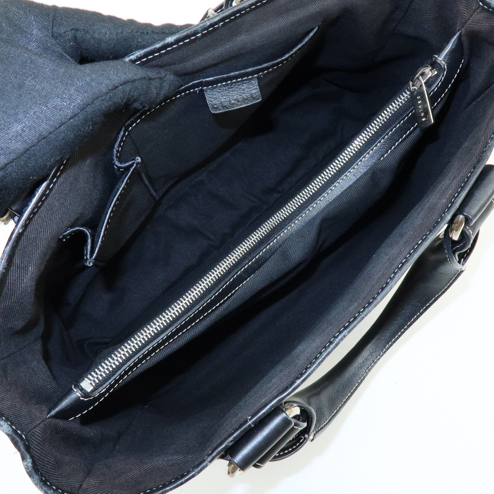 CELINE Macadam Canvas Leather Boogie Bag Hand Bag Navy