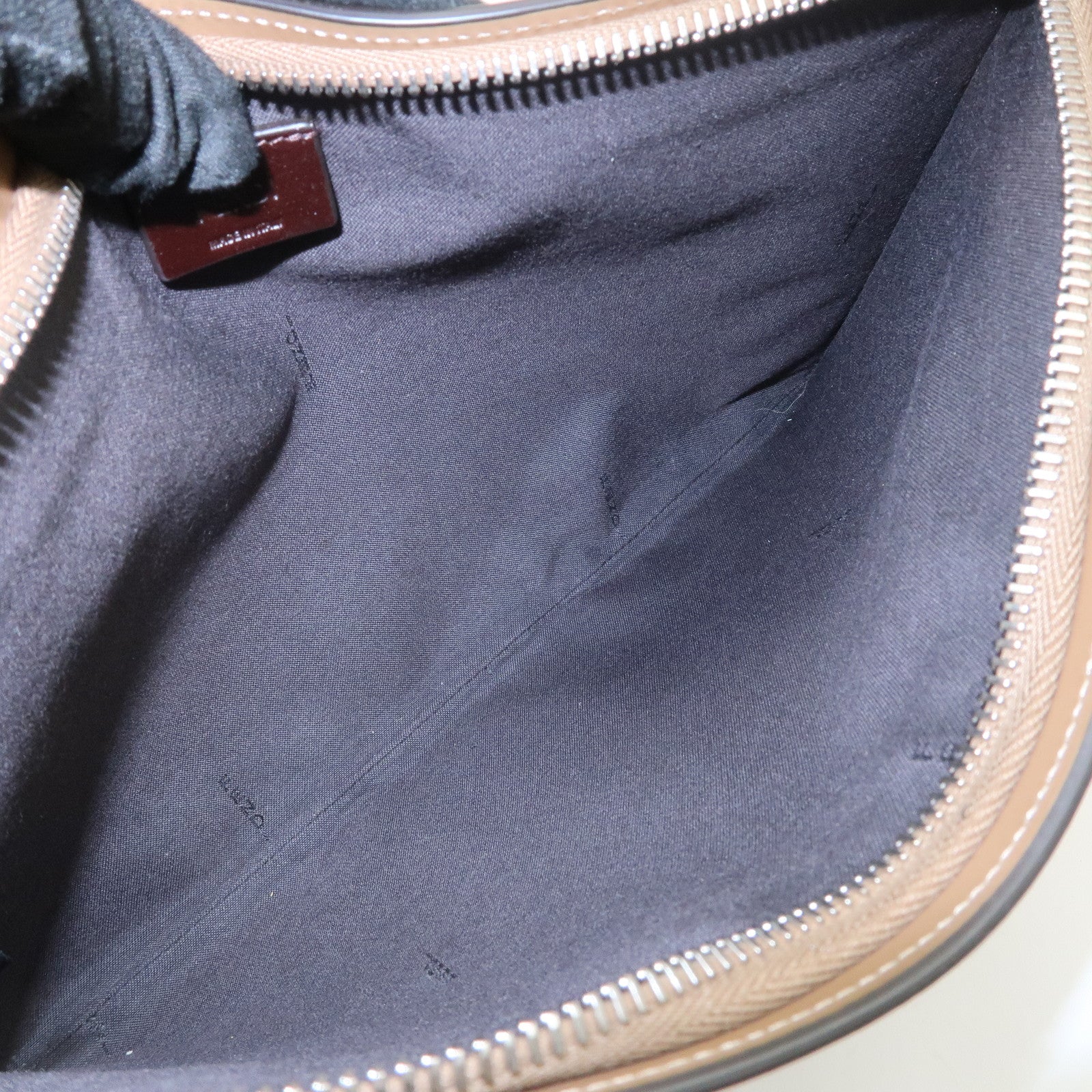 FENDI Zucca Leather Canvas Slim Clutch Bag Medium Brown 7N0134