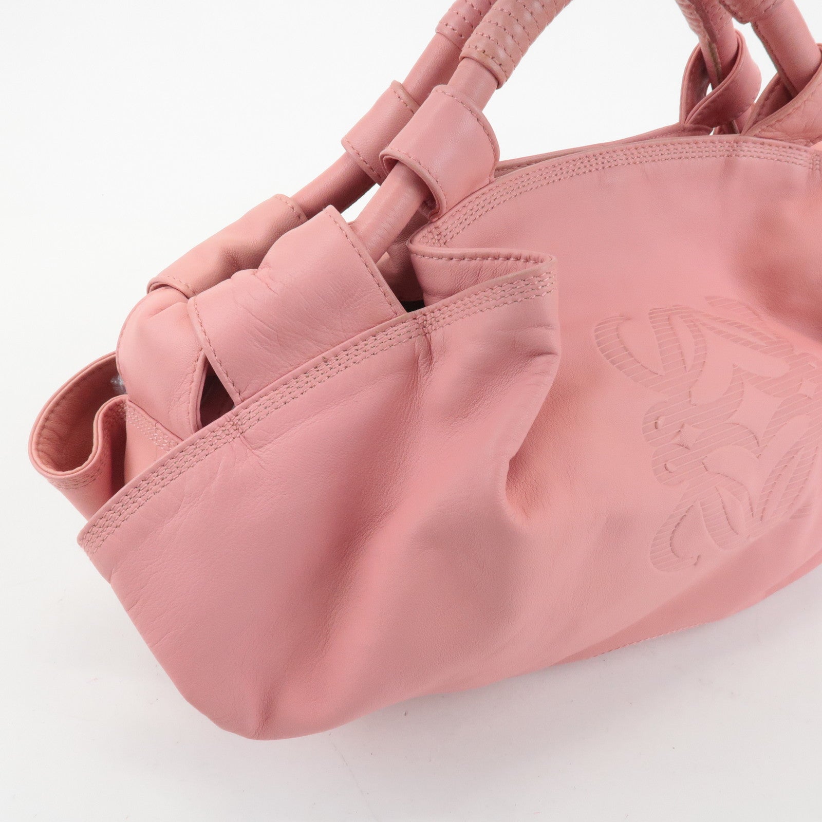 LOEWE Anagram Leather Nappa Aire Shoulder Hand Bag Pink Used
