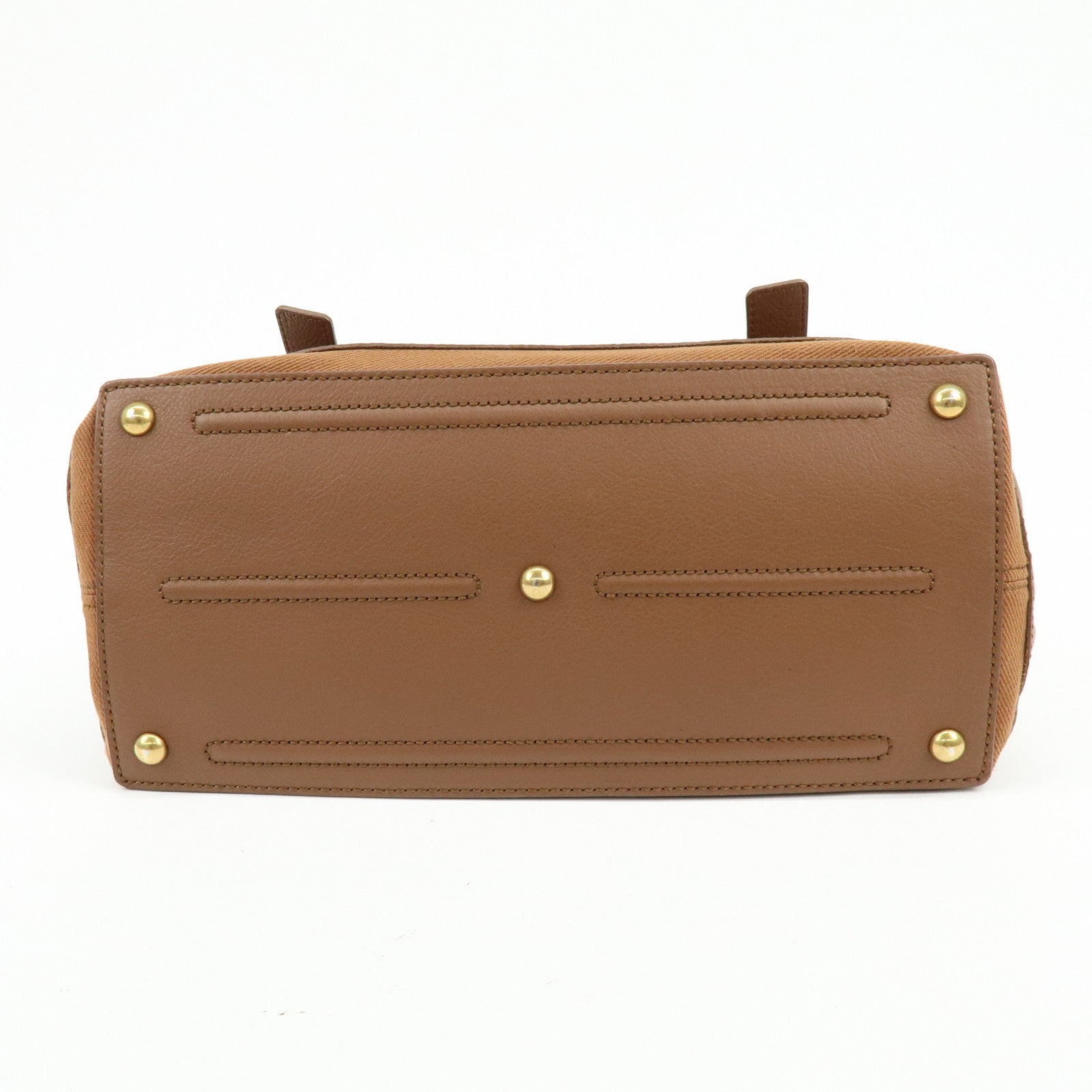 SAINT LAURENT PARIS Muse Two Leather Canvas Hand Bag Brown 229630