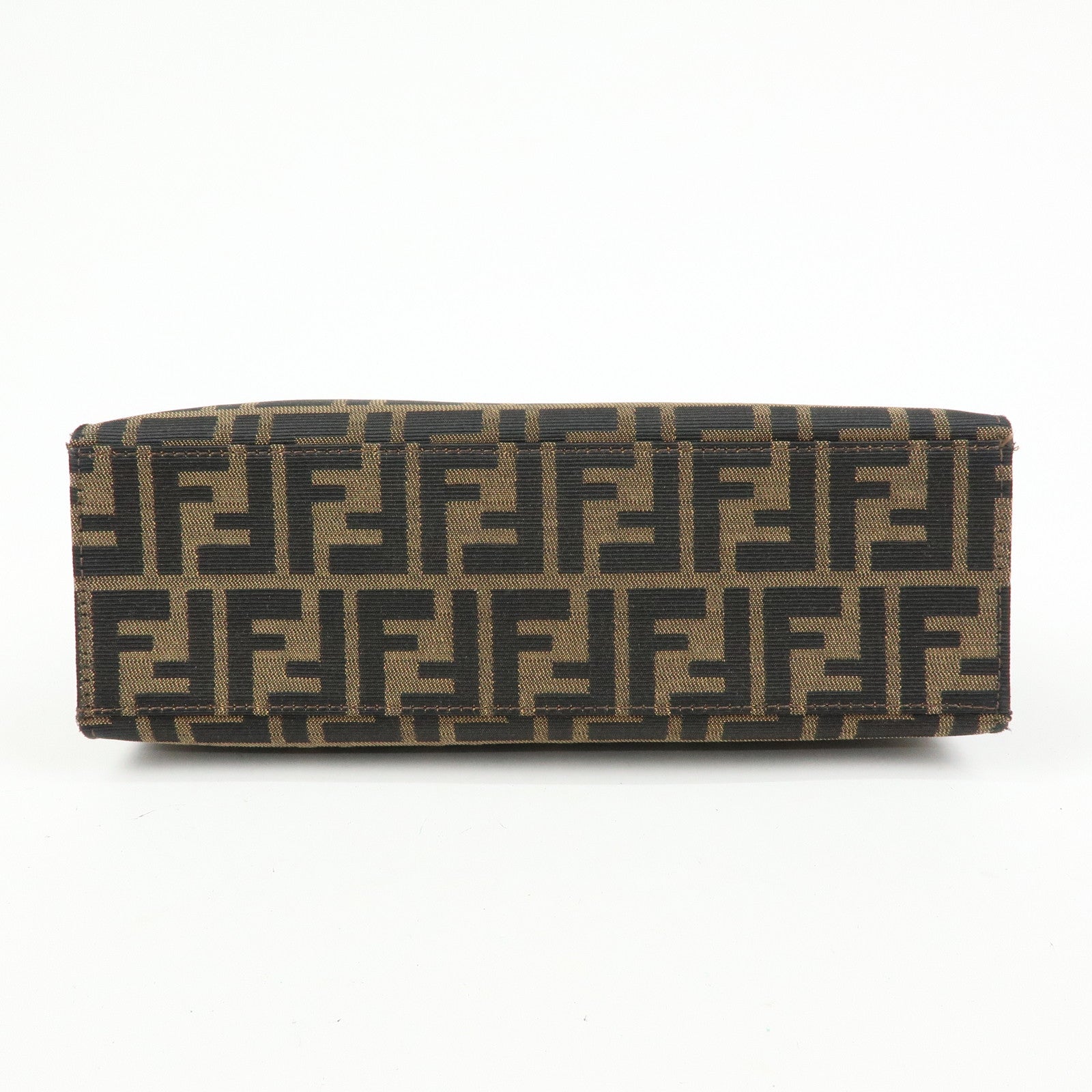 FENDI Zucca Canvas Leather Handbag Shoulder Bag Brown Black