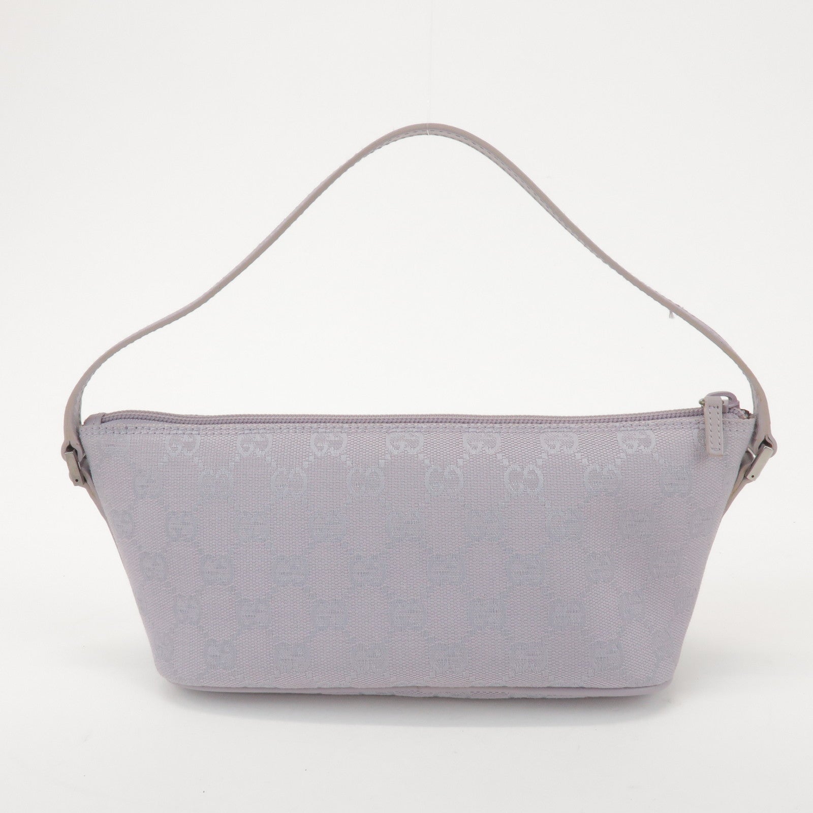 GUCCI Boat Bag GG Canvas Leather Hand Bag Pouch Light Purple 07198