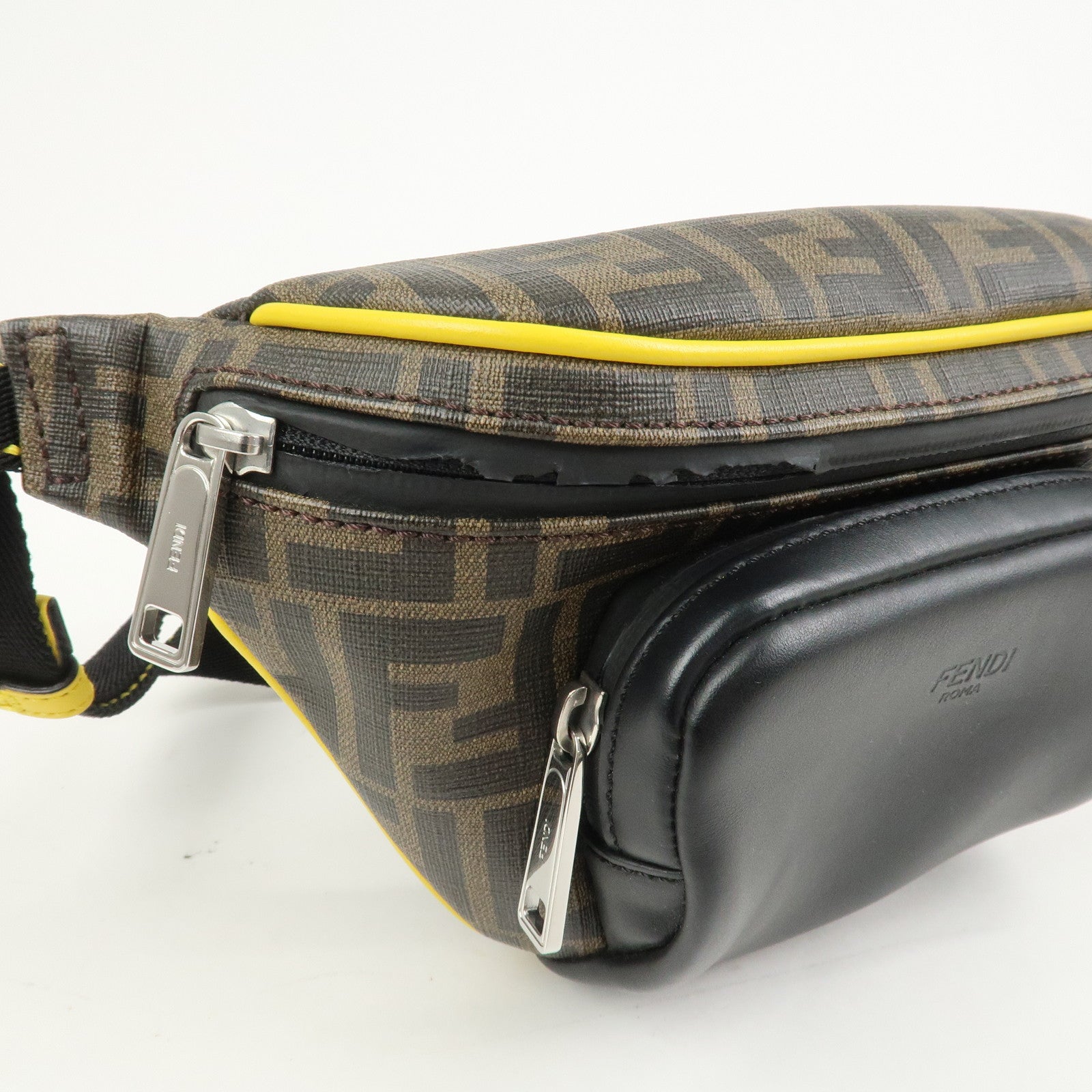 FENDI Zucca Seleria Logo PVC Leather Waist Bag Body Bag 7VA446