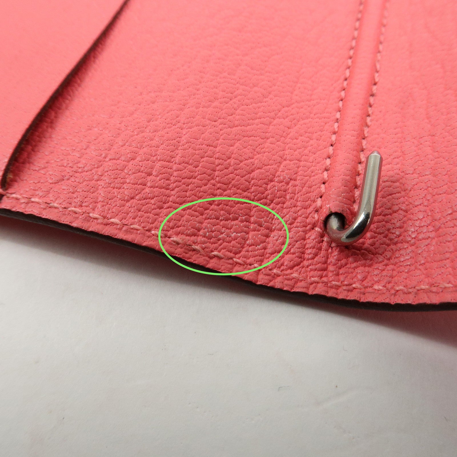 HERMES Leather Agenda PM Planner Cover 笆。X Stamped Rose Azalee Used