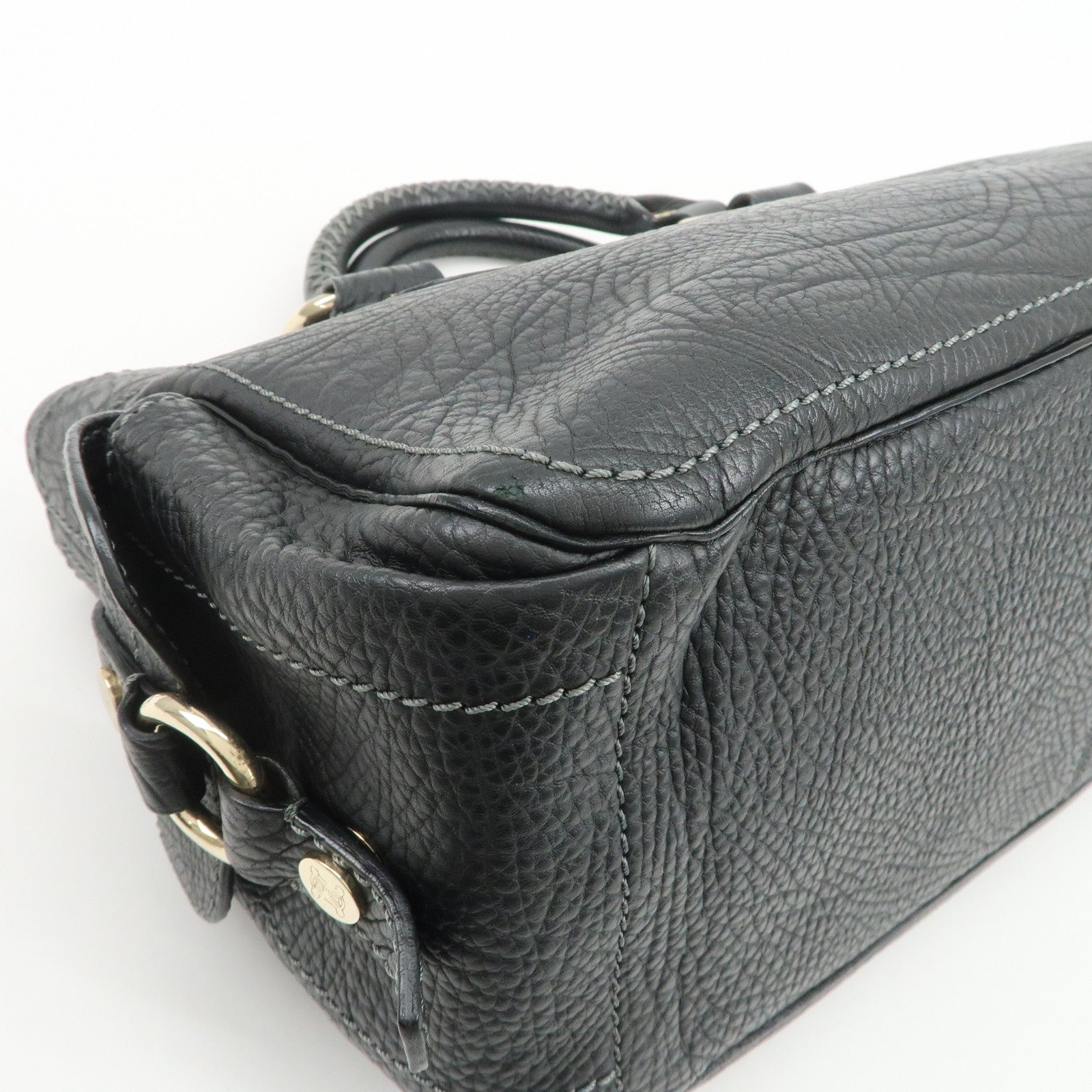 CELINE Logo Leather Boogie Bag Hand Bag Tote Bag Black