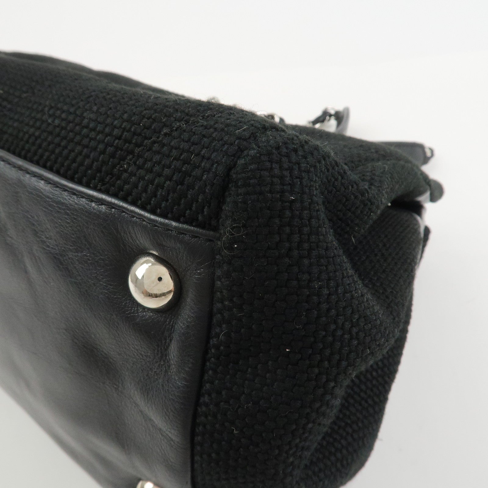 CHANEL COCO Mark Canvas Leather Chain Shoulder Bag Black