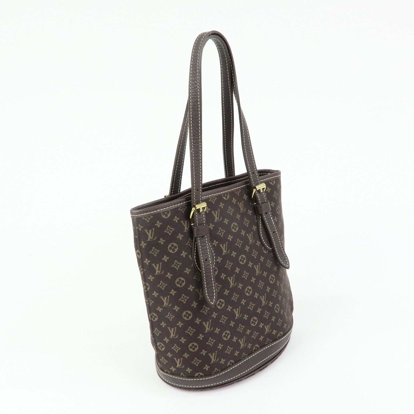 Louis Vuitton Monogram Mini Lin Bucket PM Tote Bag Ebene M95226
