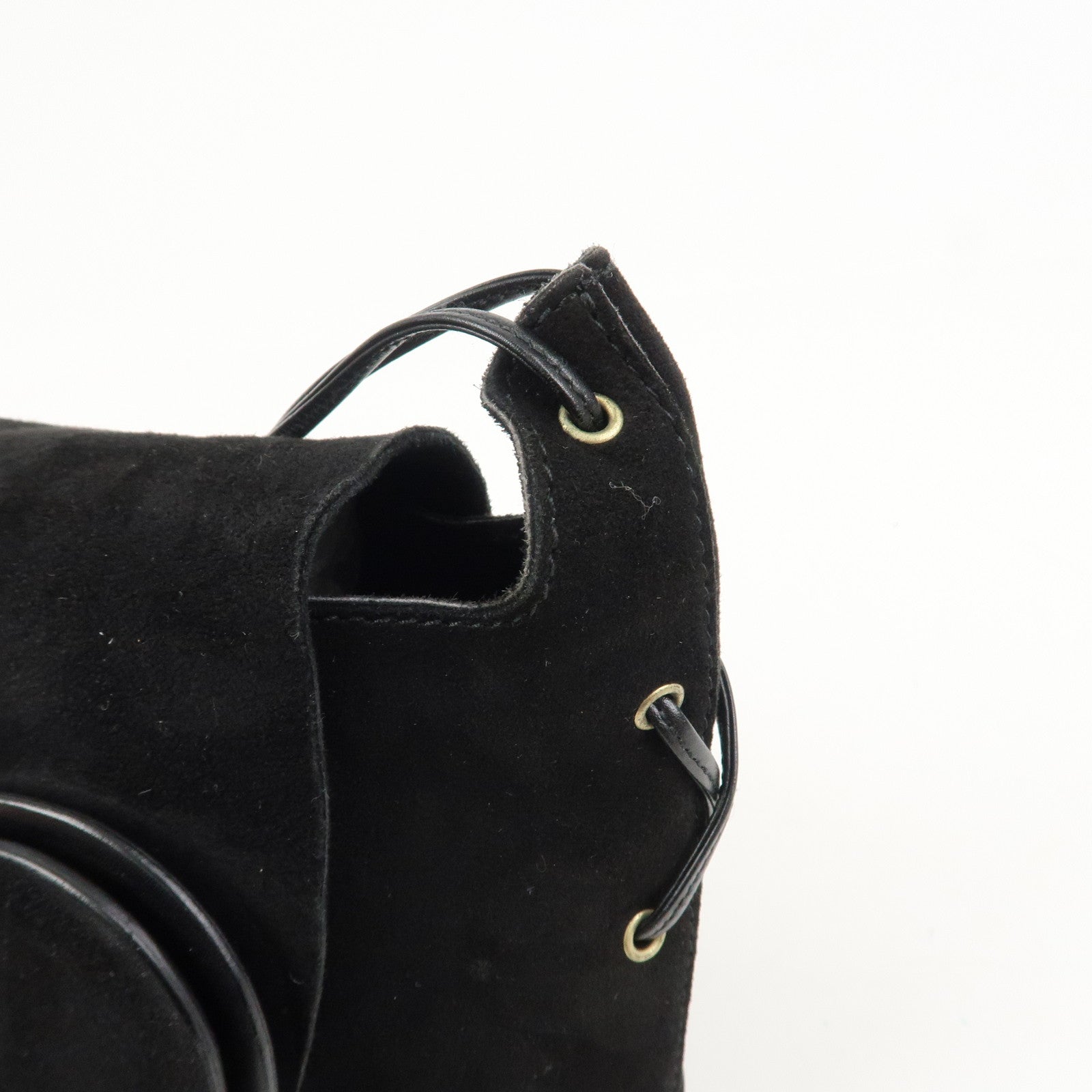 GUCCI Suede Leather Heart Shoulder Bag Black 95107