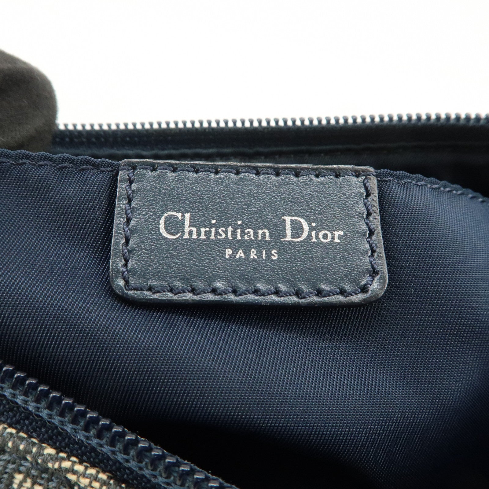 Christian Dior Trotter Canvas Leather Shoulder Bag Hand Bag Navy