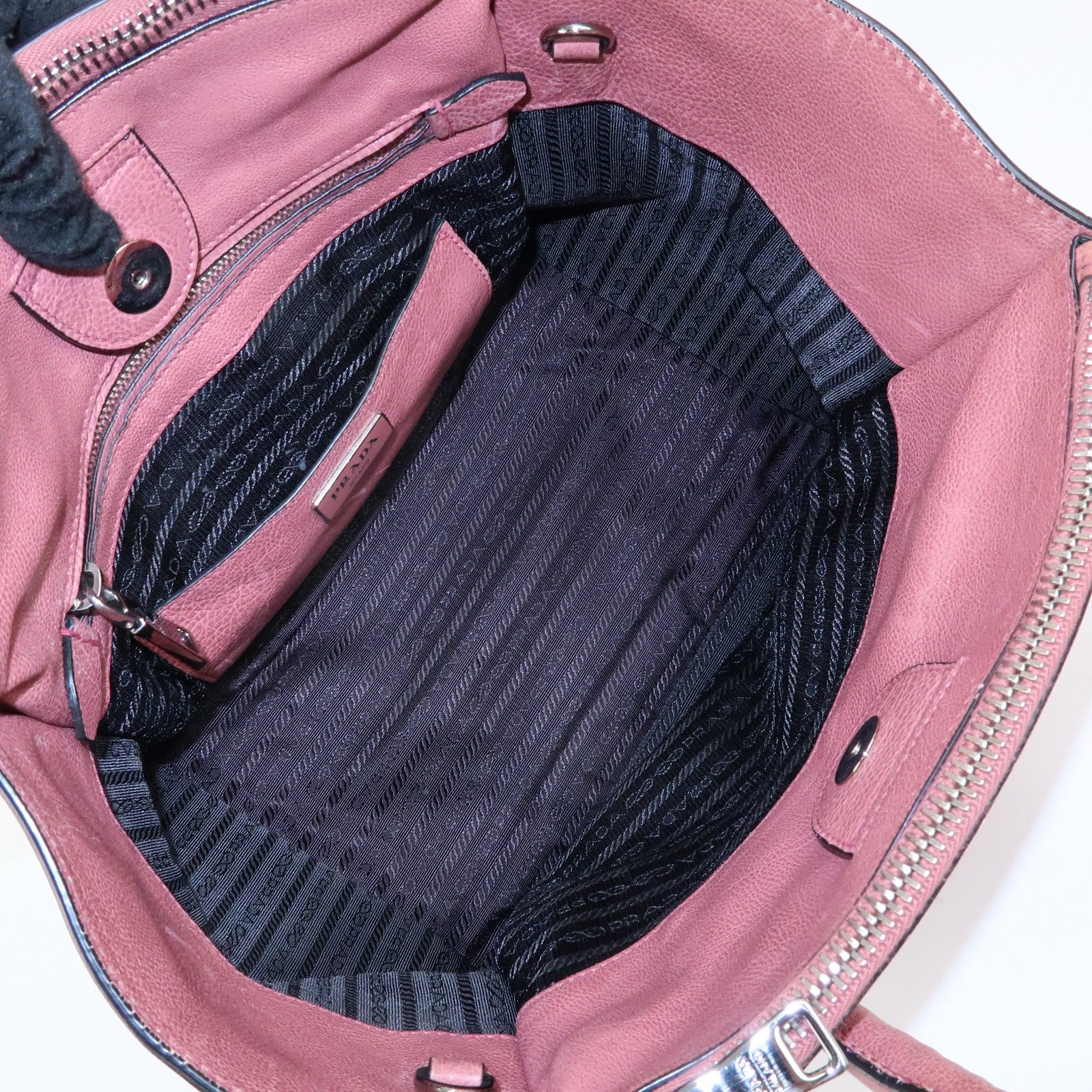 PRADA Triangle Logo Leather 2Way Bag Hand Bag Shoulder Bag Pink