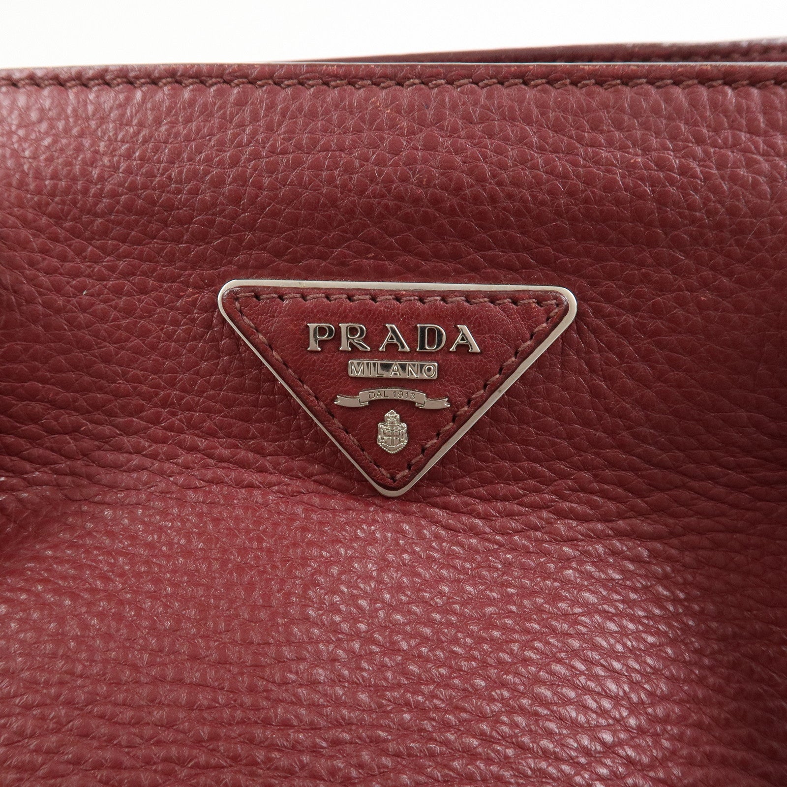 PRADA Triangle Logo 2Way Bag Hand Shoulder Bag Bordeaux 1BA853