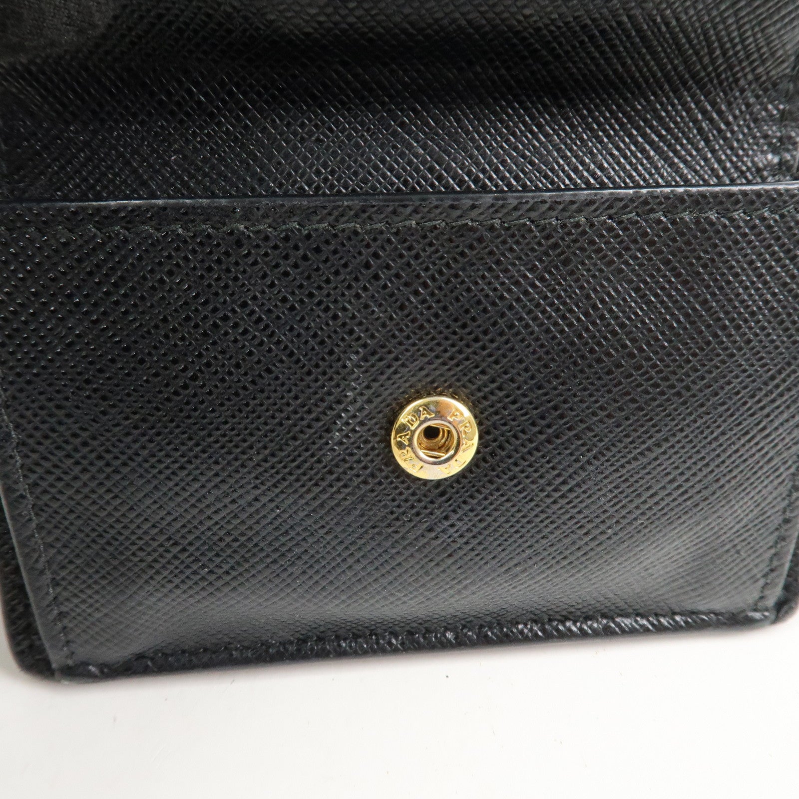 PRADA Triangle Logo Saffiano Leather Tri-fold Wallet Black 1MH021