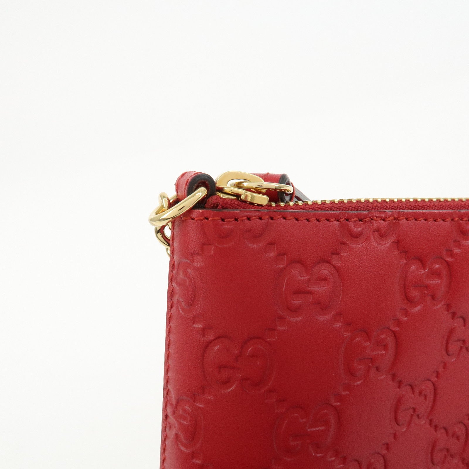 GUCCI Guccissima Leather Chain Shoulder Bag Pouch Red 428449