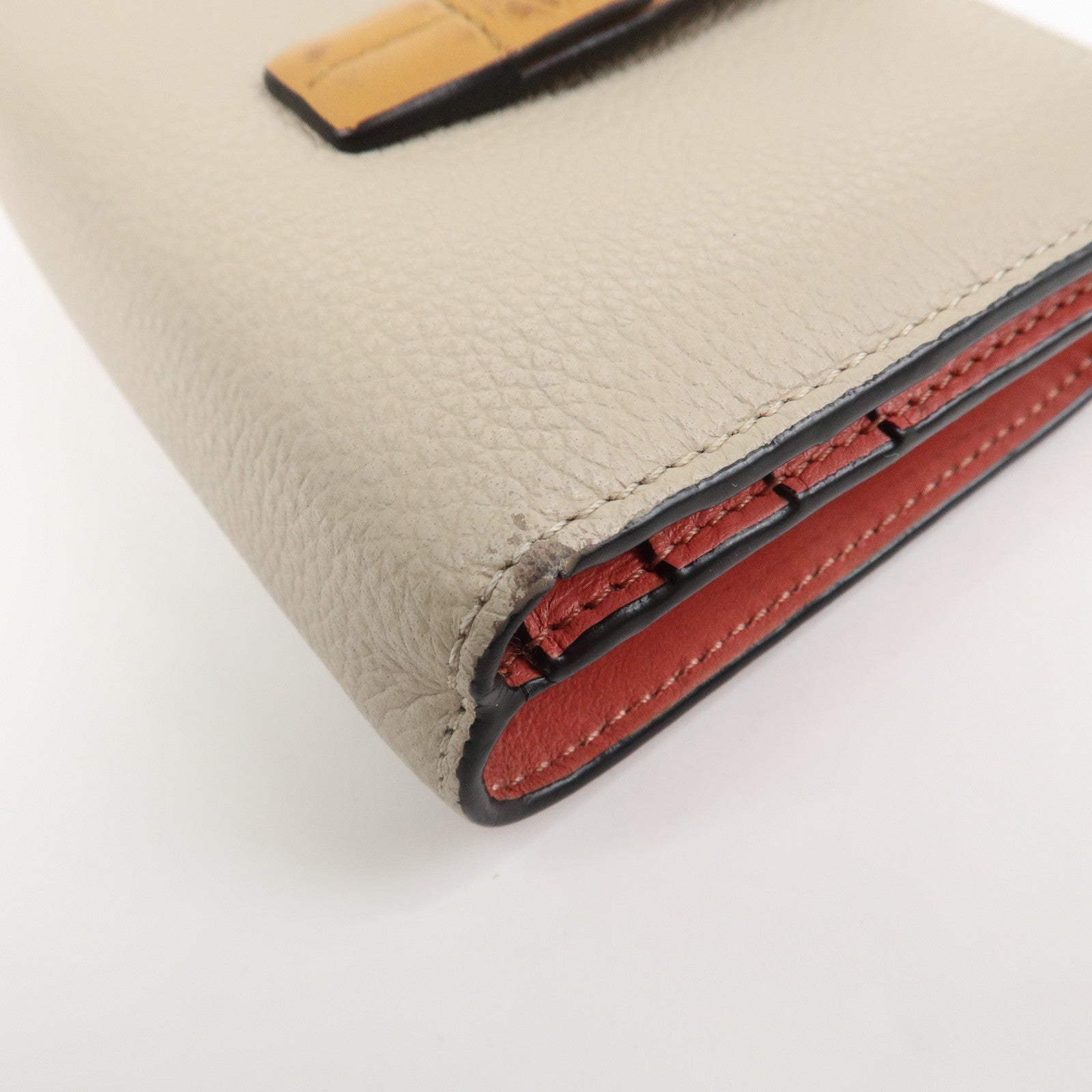 LOEWE Anagram Soft Grain Calf Compact Wallet Light Oats Honey