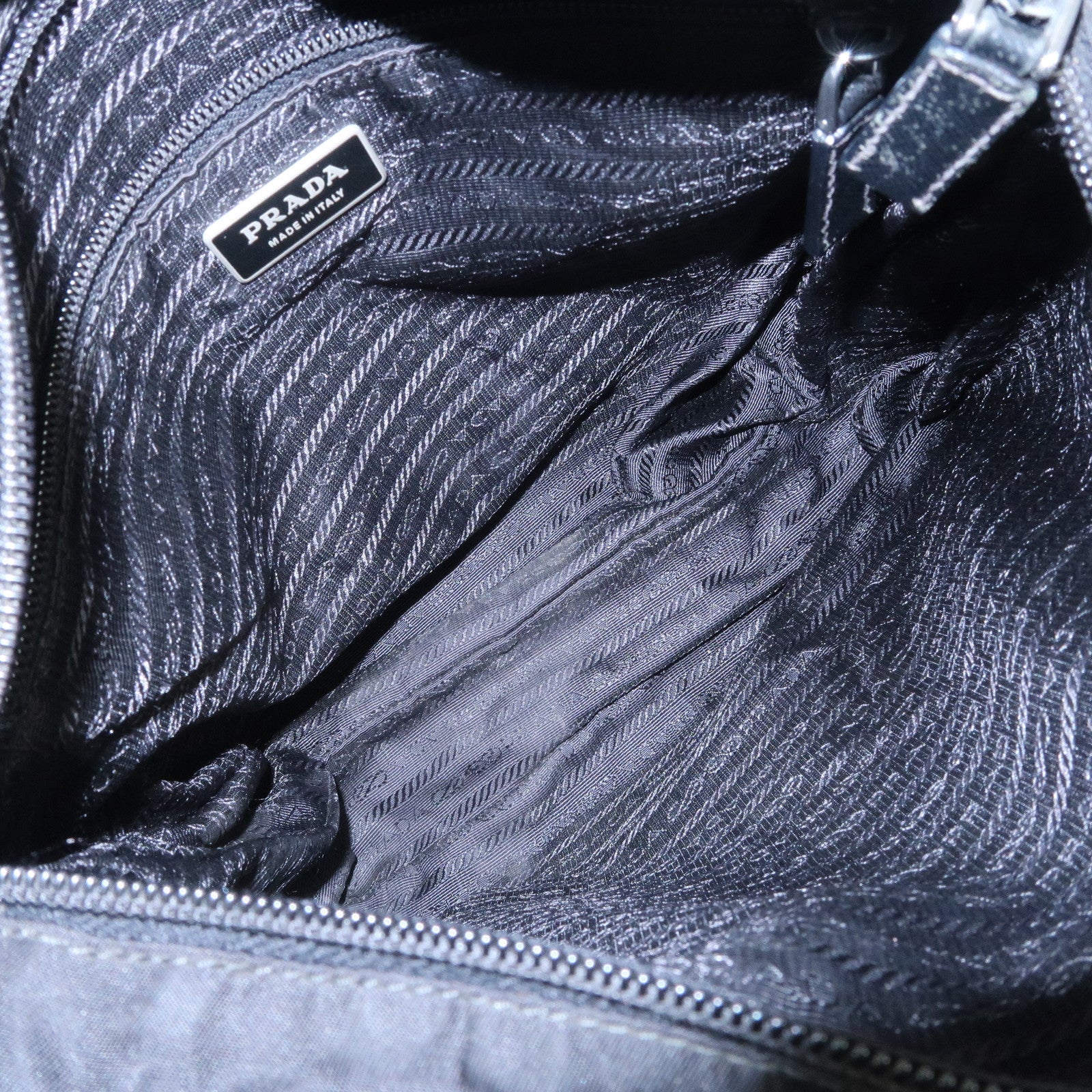 PRADA Triangle Logo Nylon Shoulder Bag Crossbody Bag Black