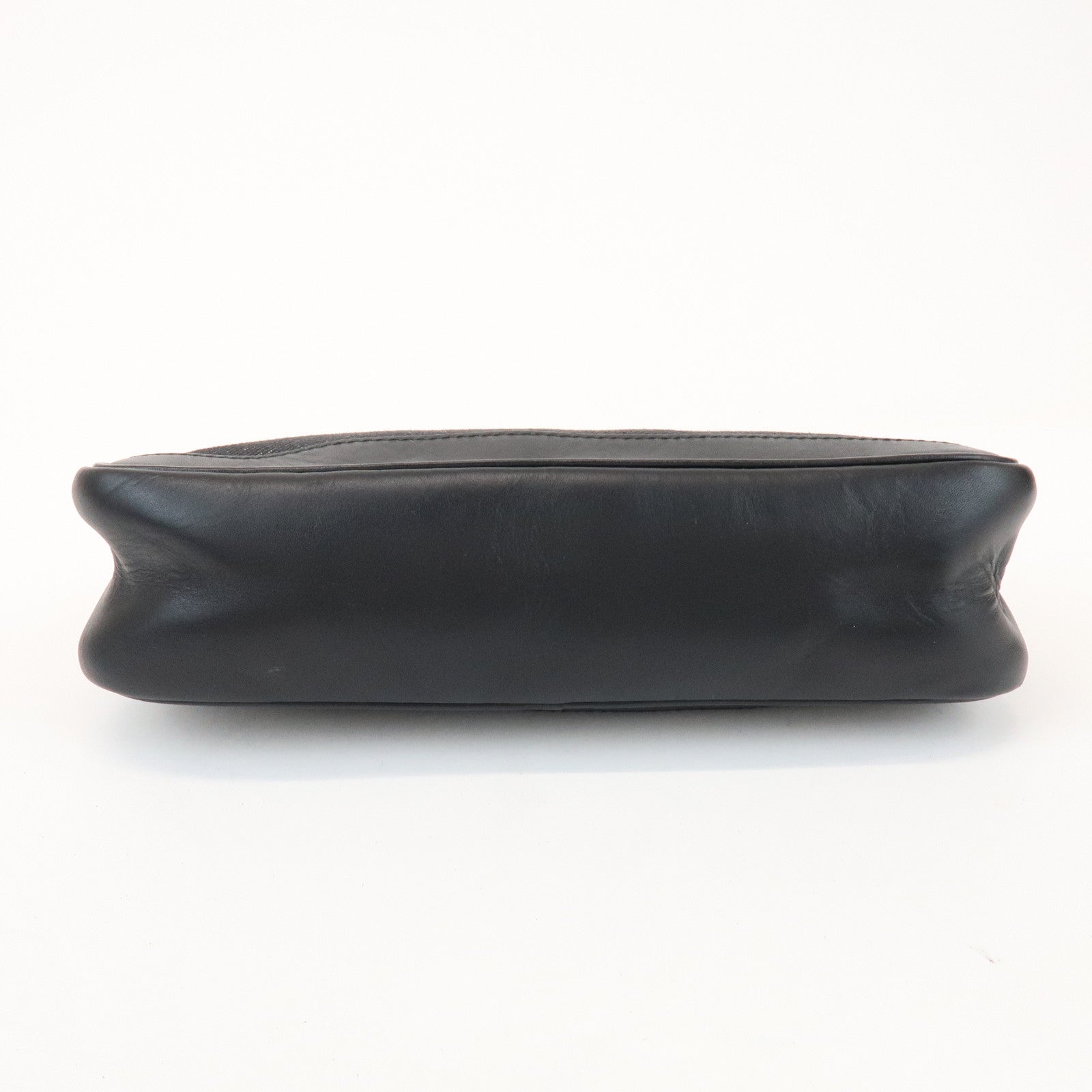GUCCI Sherry Accessory Pouch Leather Canvas Hand Bag Black 92820
