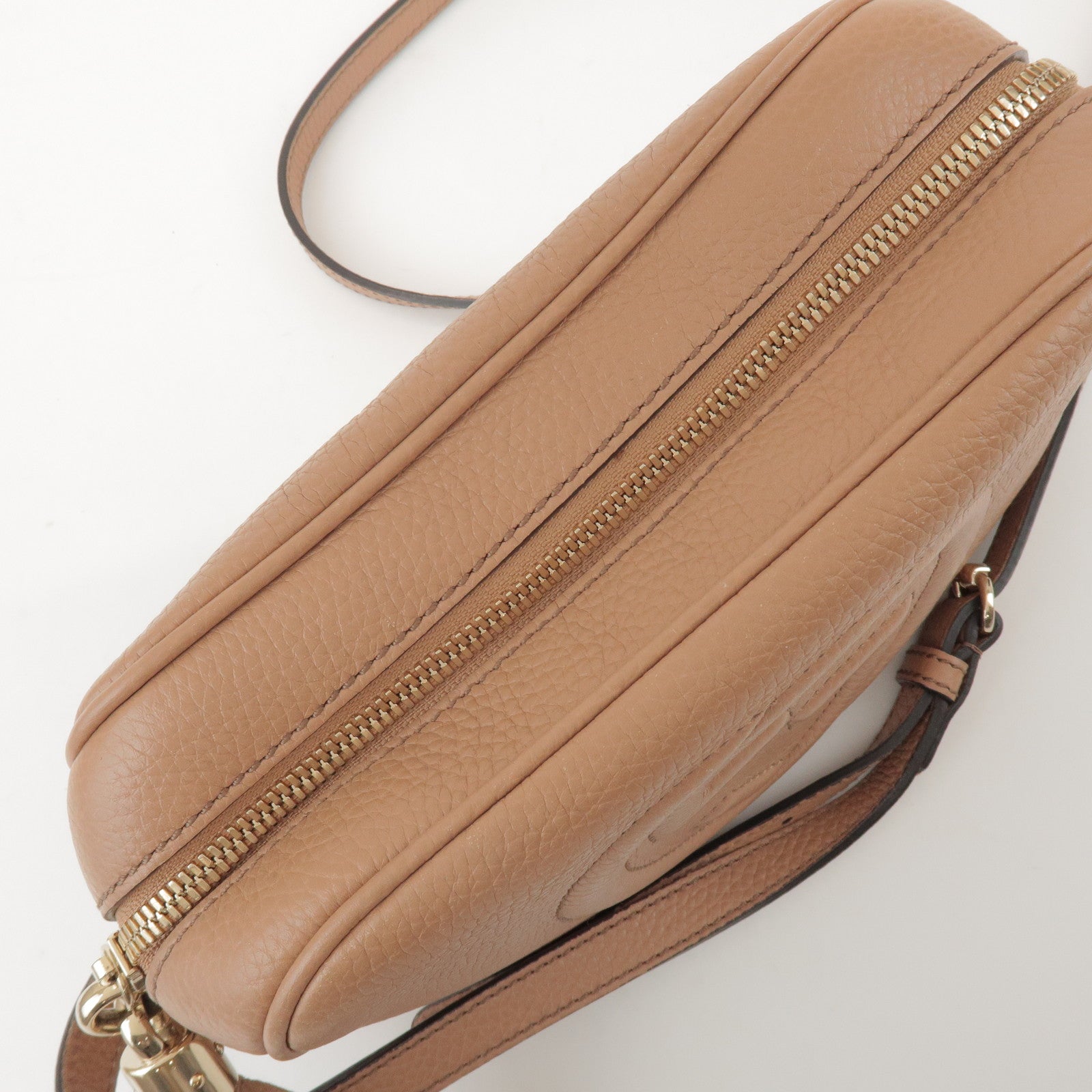 GUCCI SOHO Interlocking G Leather Shoulder Bag Beige 308364