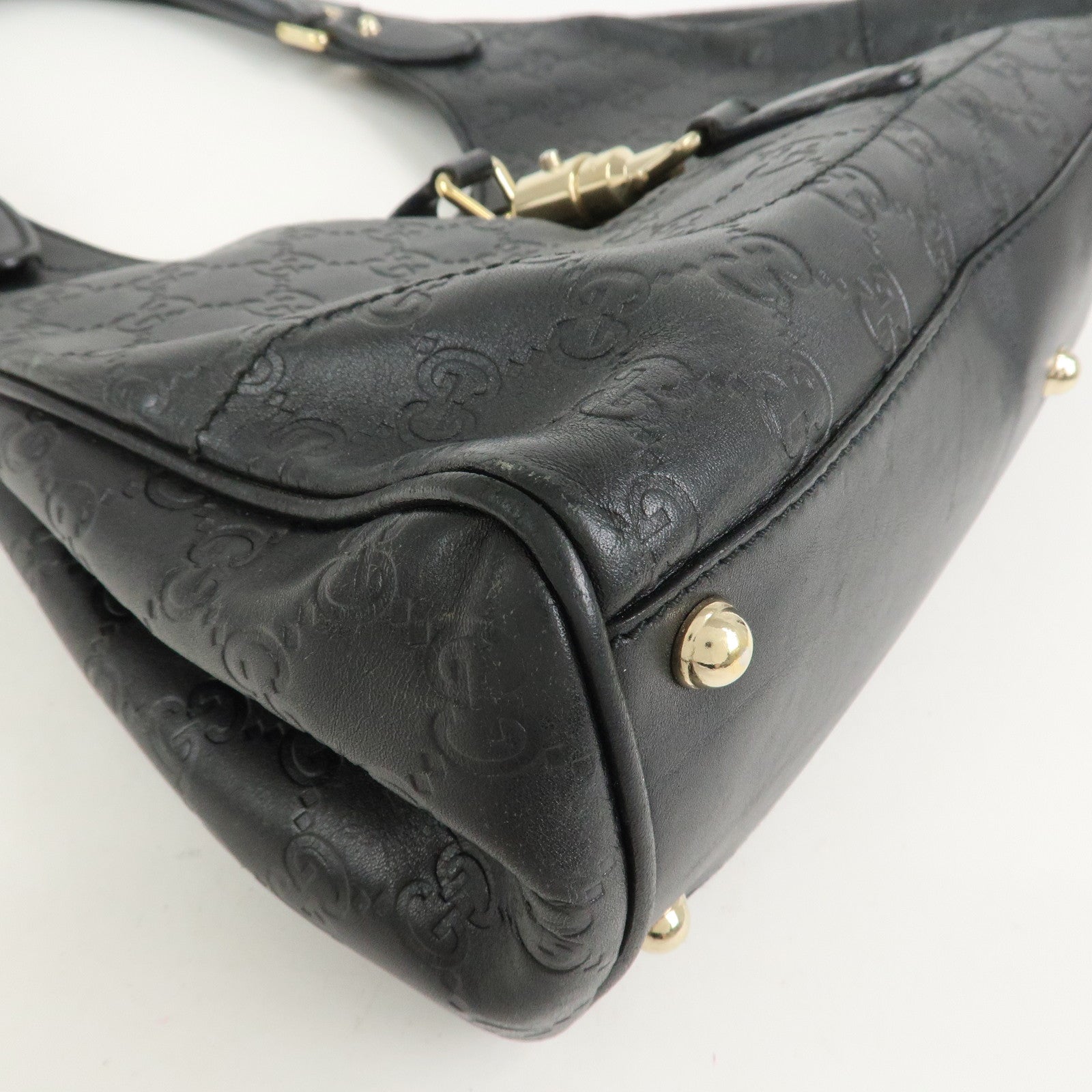 GUCCI New Jackie Guccissima Shoulder Bag Hand Bag Black 145819