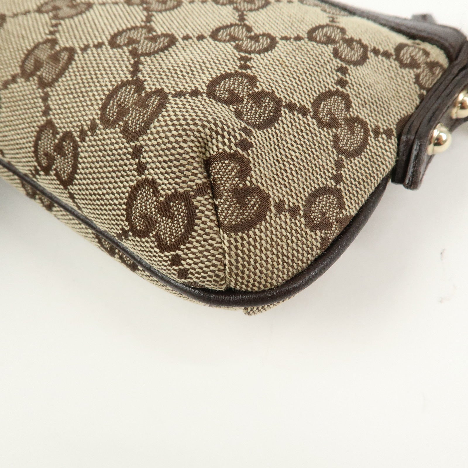 GUCCI Sherry GG Canvas Leather Pouch Cosmetic Pouch Brown 152507