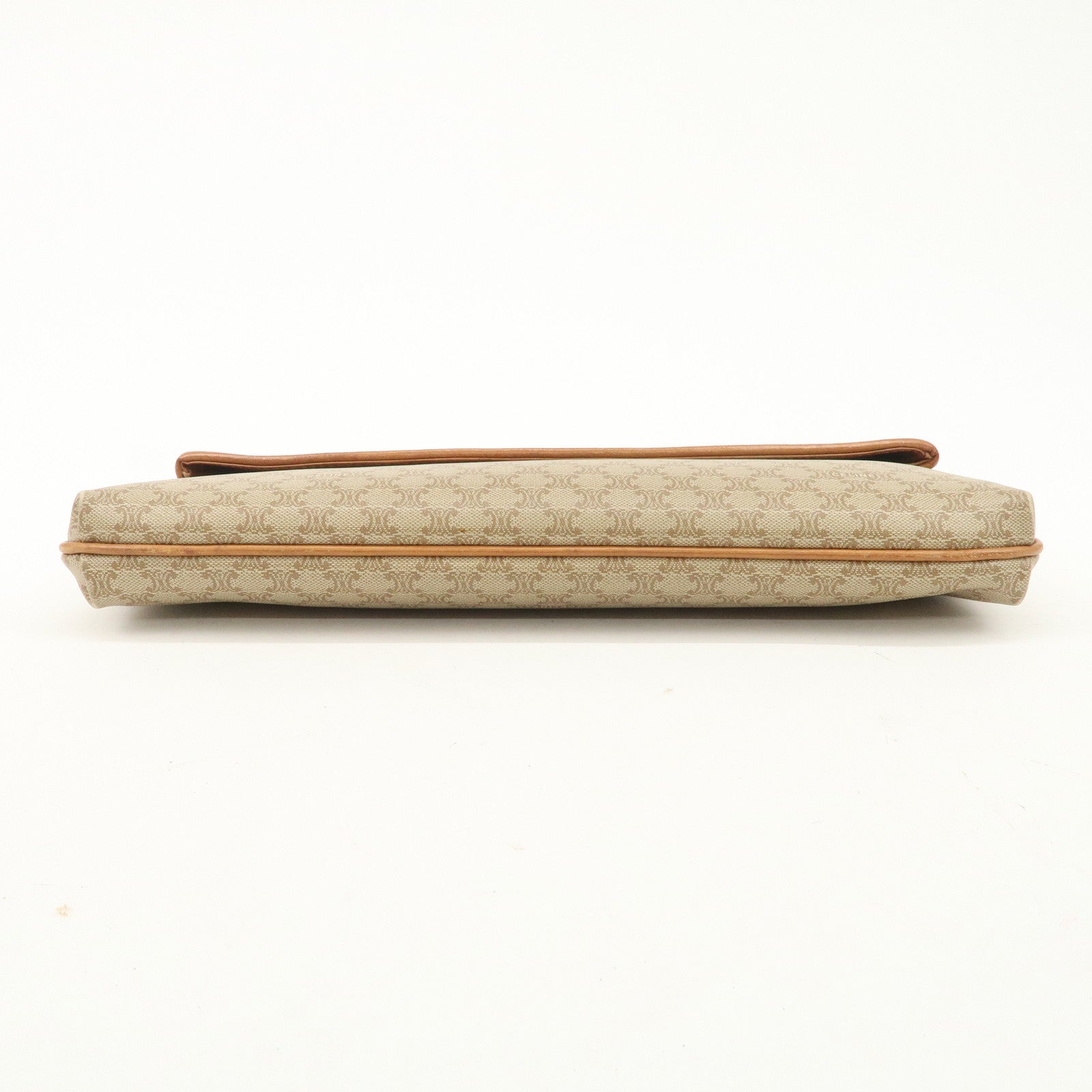 CELINE Macadam PVC Leather Clutch Bag Hand Bag Brown Beige