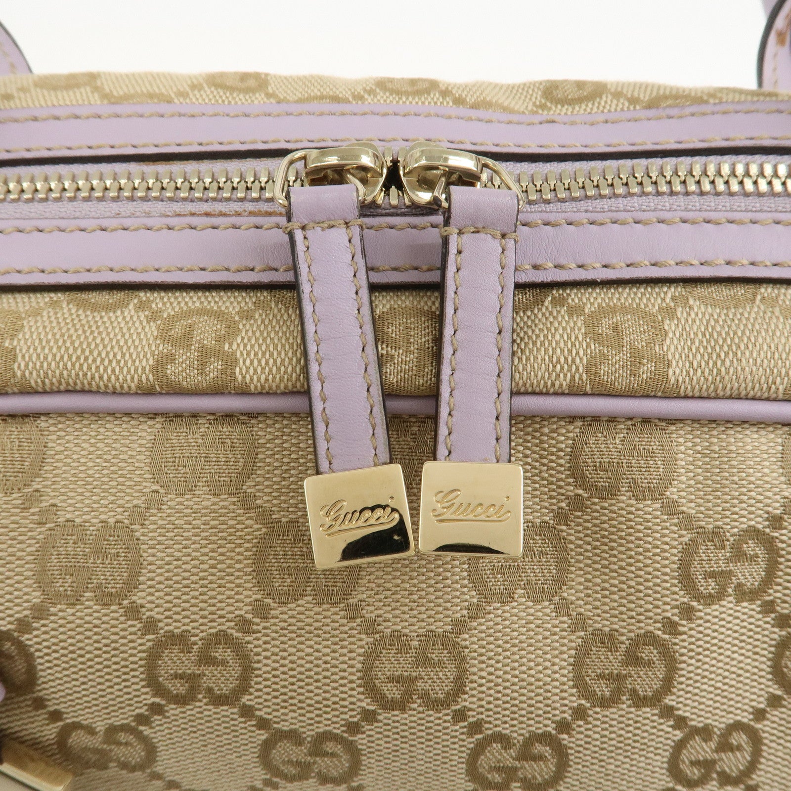 GUCCI Princy GG Canvas Leather Boston Bag Hand Bag Beige 161720