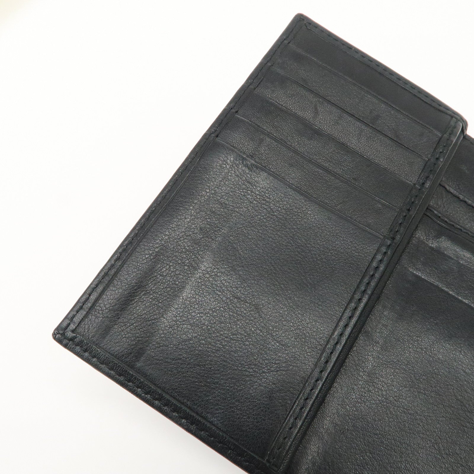 Christian Dior Trotter Leather Canvas Tri-Hold Wallet Black Silver